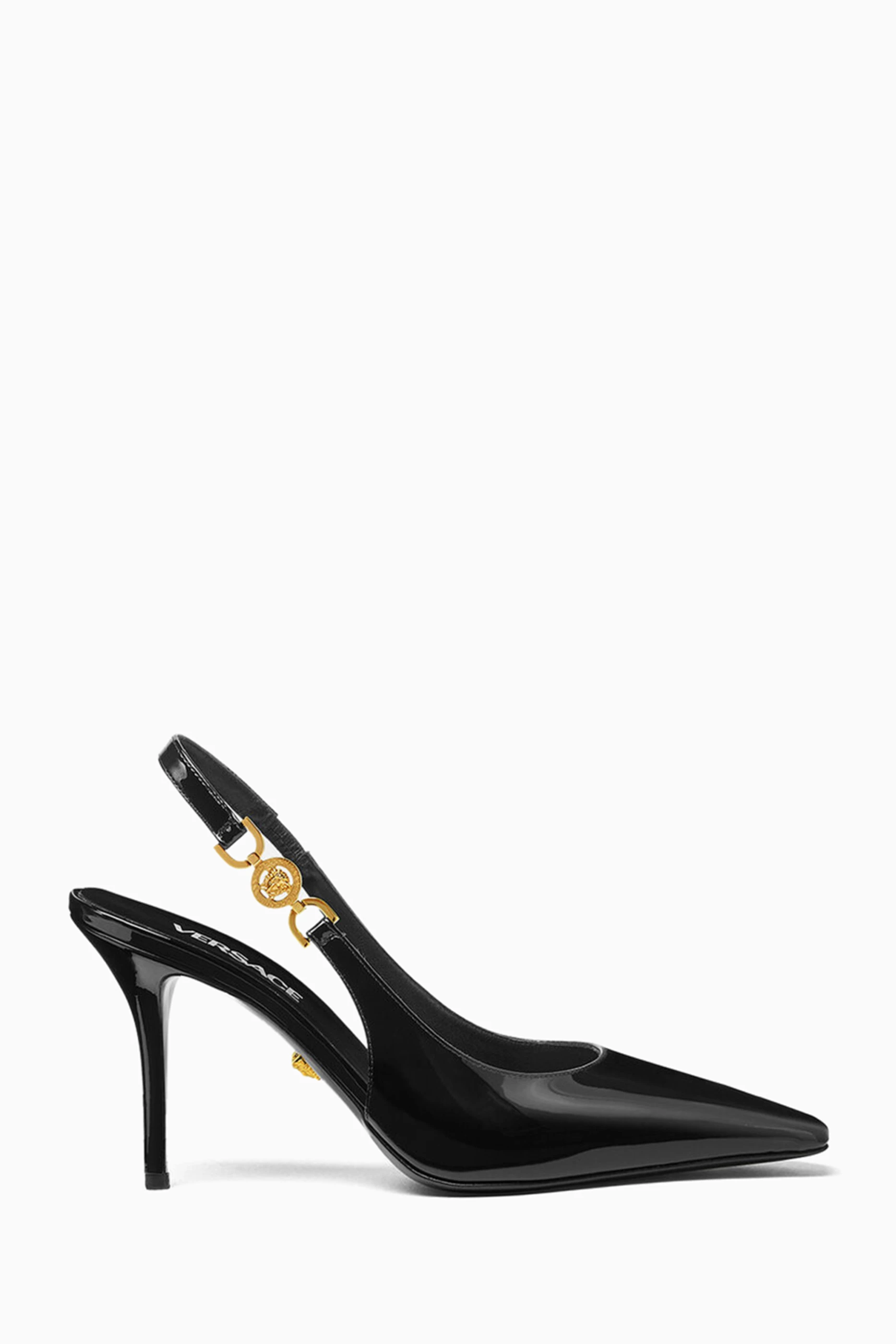 Buy Versace Black Medusa 95 Slingback 85 Pumps in Patent Leather