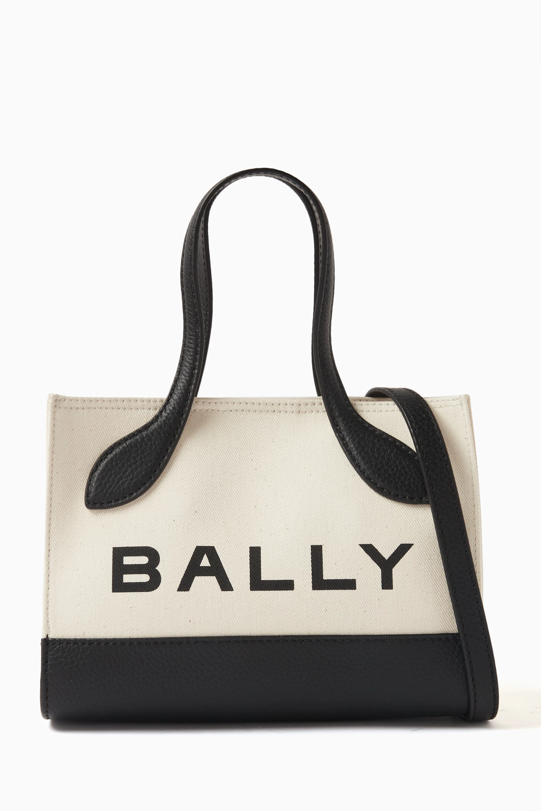 Buy Bally Neutral Colour block Logo Tote Bag in Organic Cotton Leather for Women in UAE Ounass