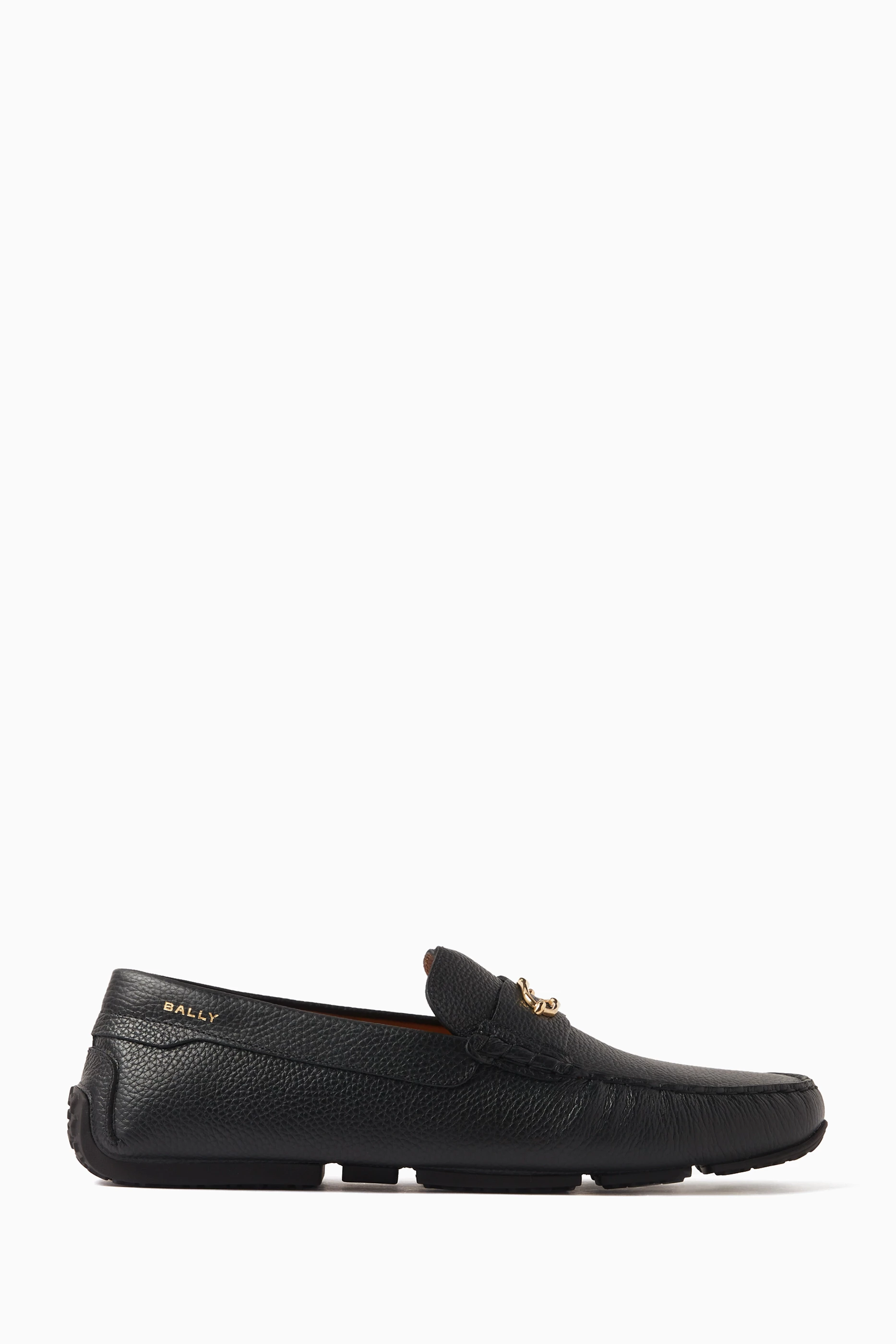 Mens black leather loafers on sale