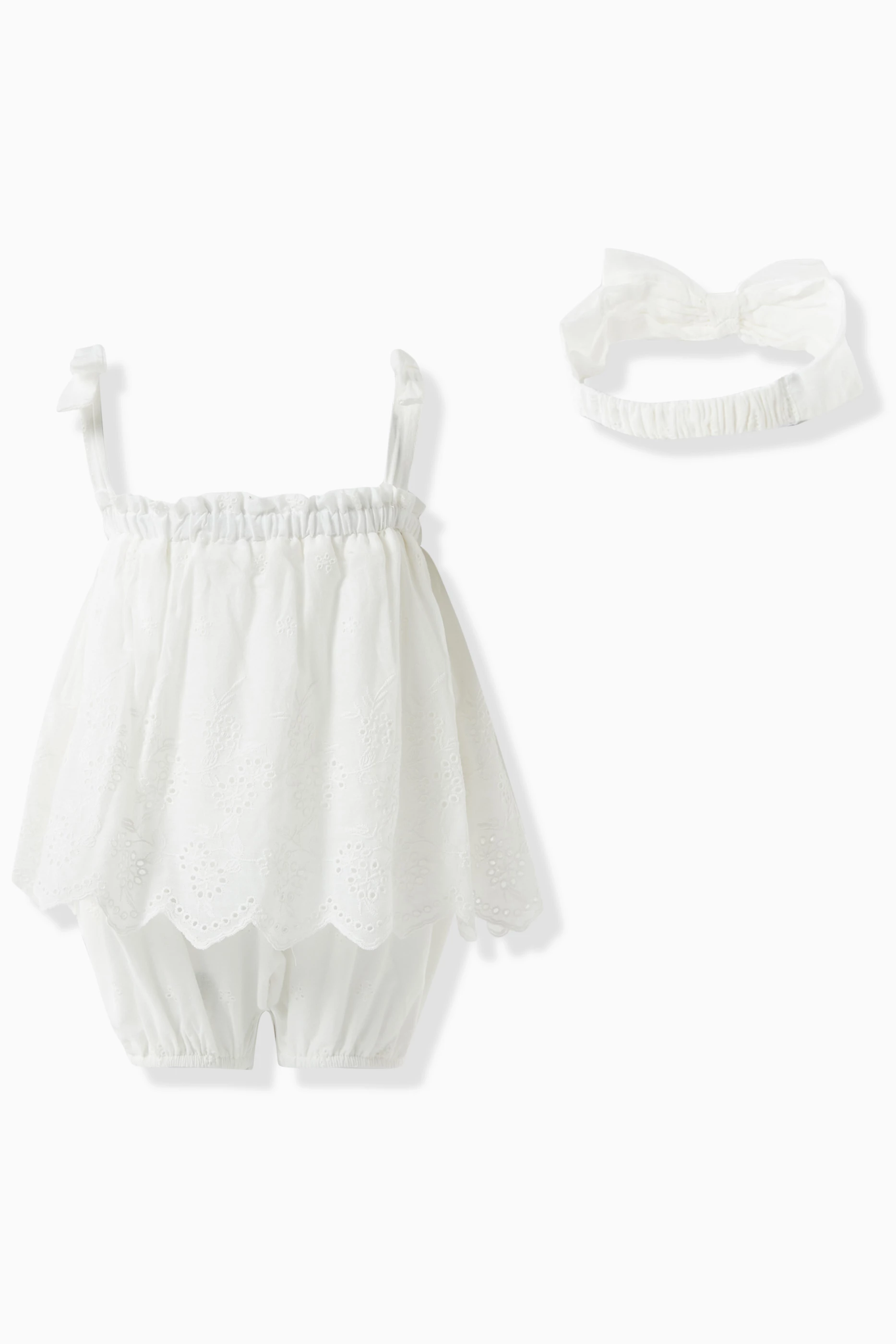 Buy Miniclasix White Baby Romper Headband Set for Baby Girls in UAE Ounass
