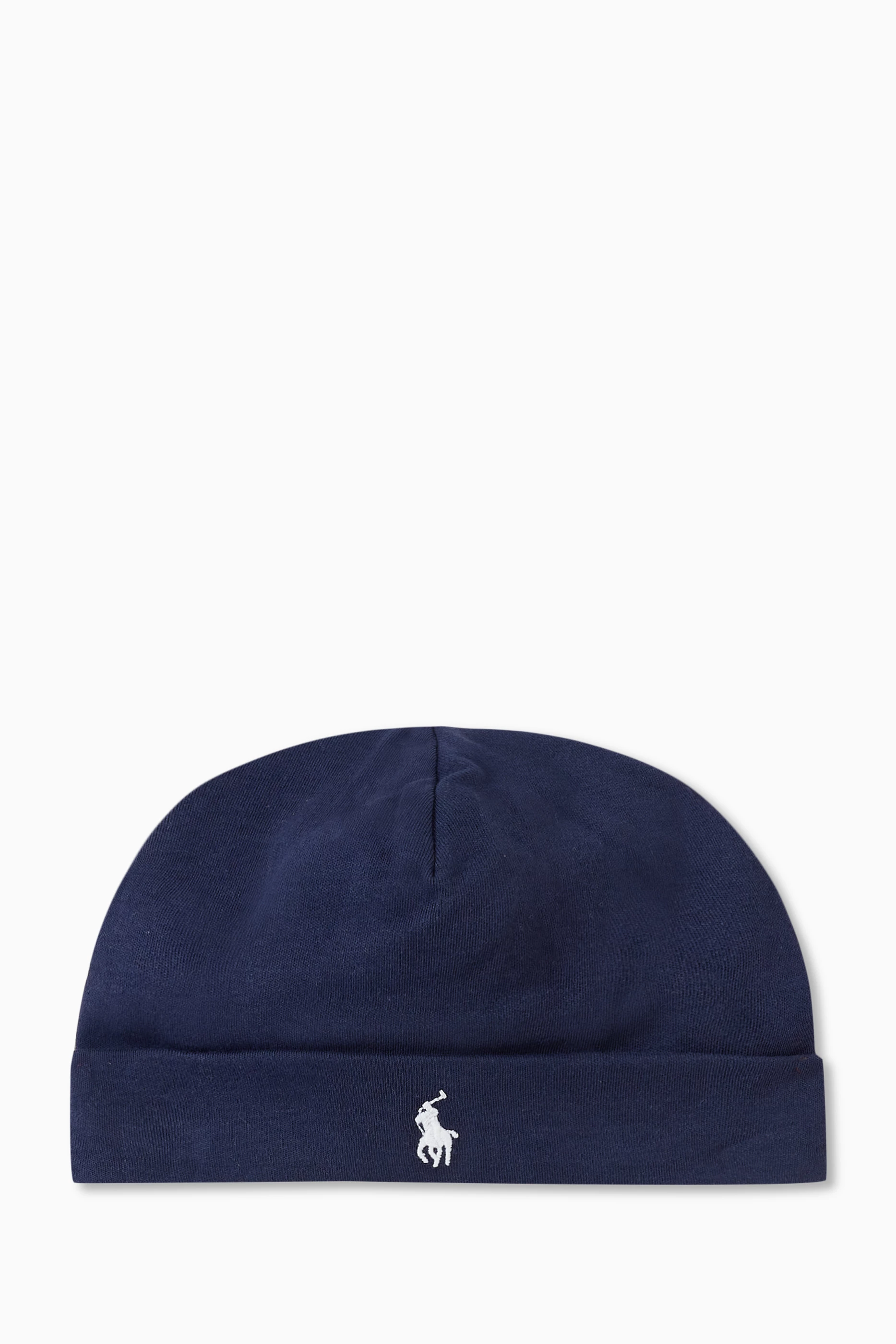 Buy Polo Ralph Lauren Blue Embroidered Logo Beanie Hat in Cotton