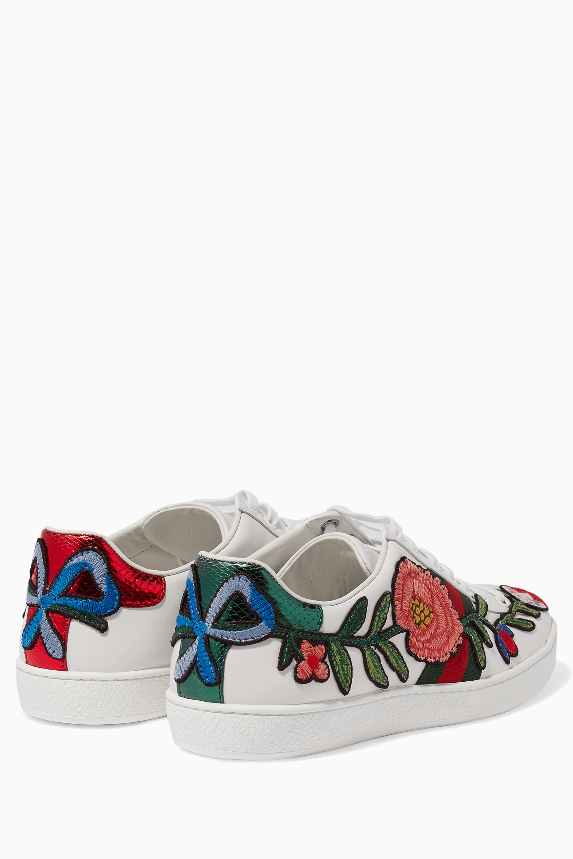 Gucci floral embroidered sneakers discount