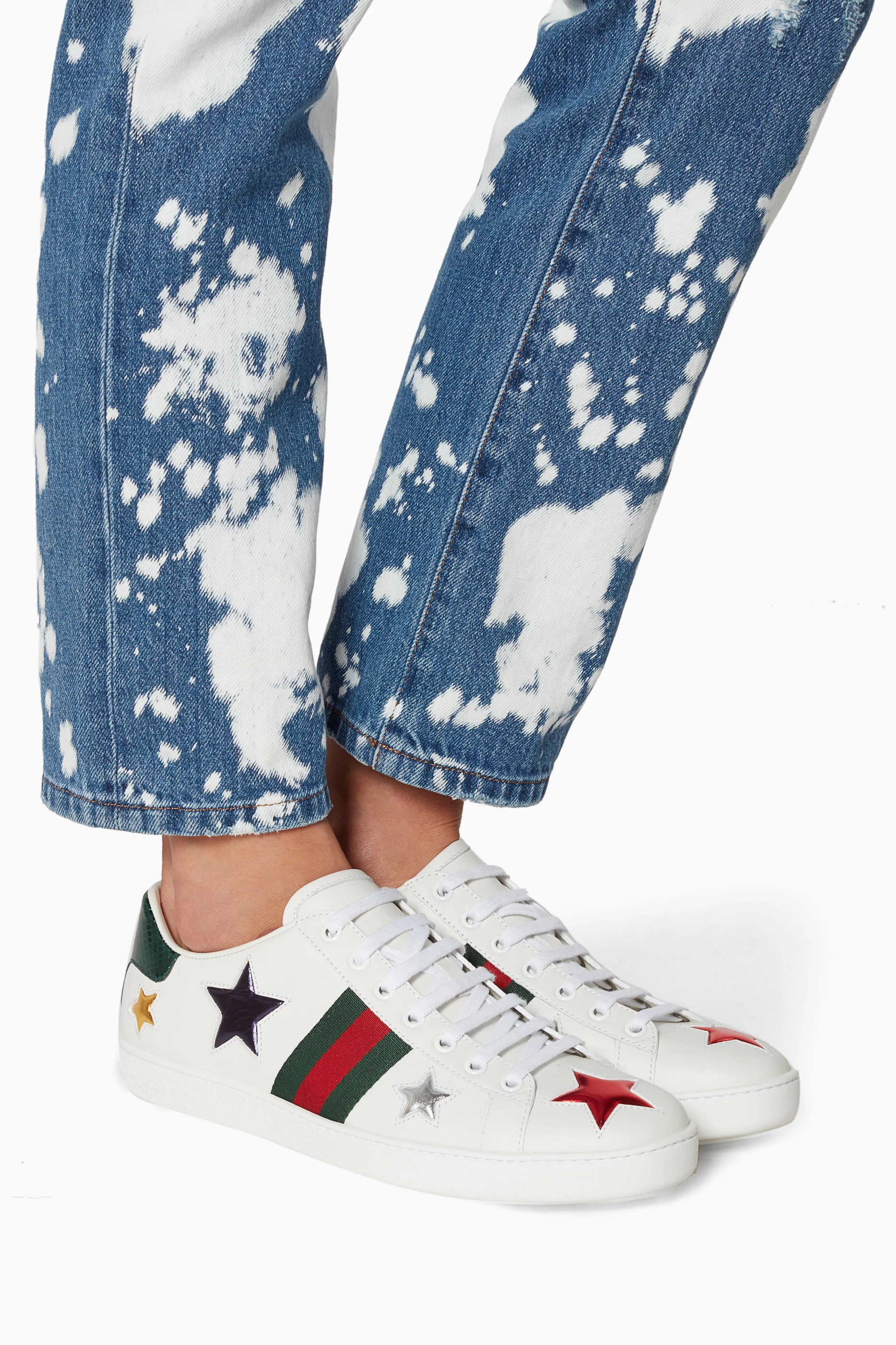Buy Gucci Multicolour White Ace Star Embroidered Sneakers For Women Online Ounass UAE