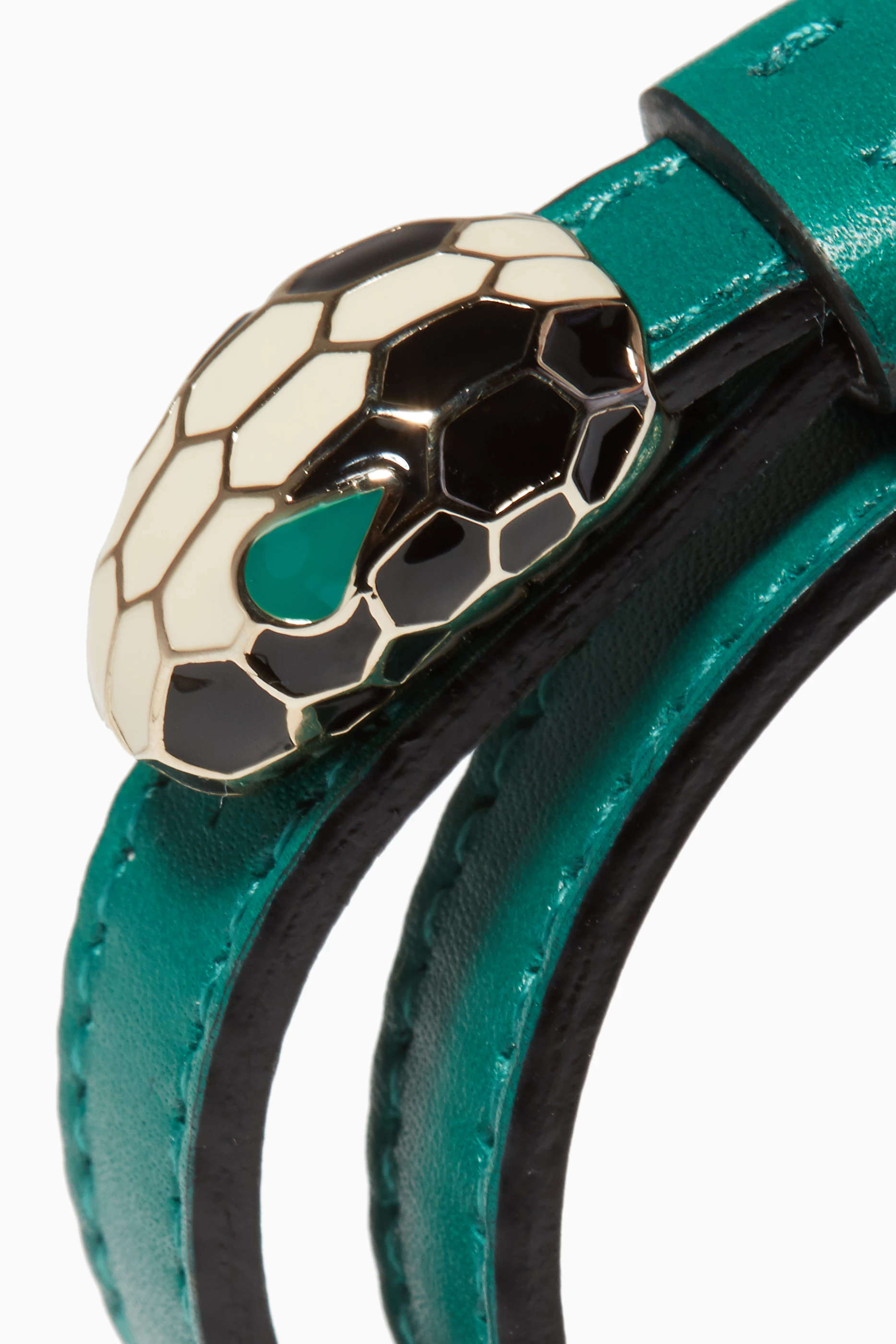 Price Bvlgari Snake Bracelet Leather Buy BVLGARI Green Emerald