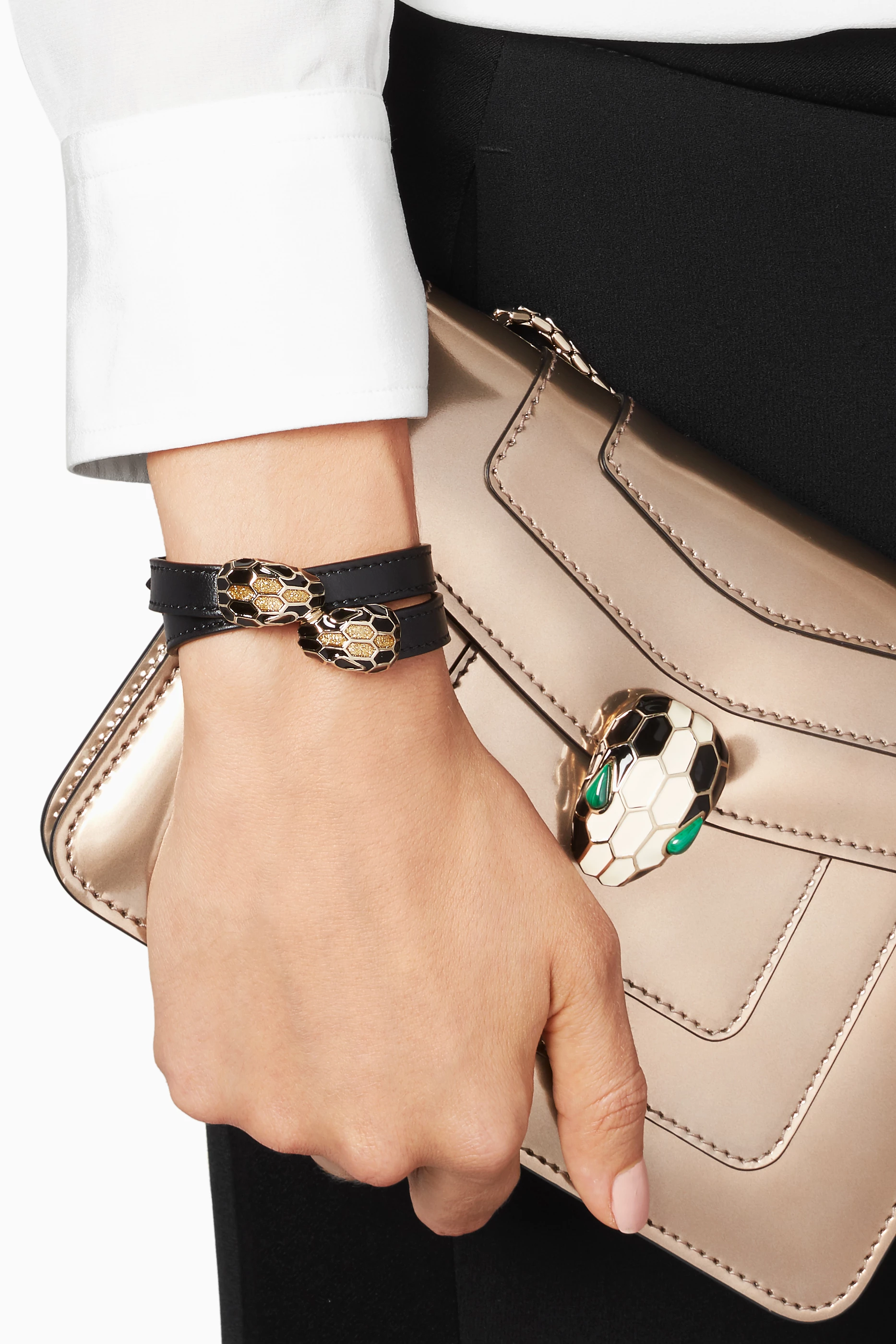Buy BVLGARI Black Black Serpenti Forever Leather Bracelet For Women Online Ounass UAE