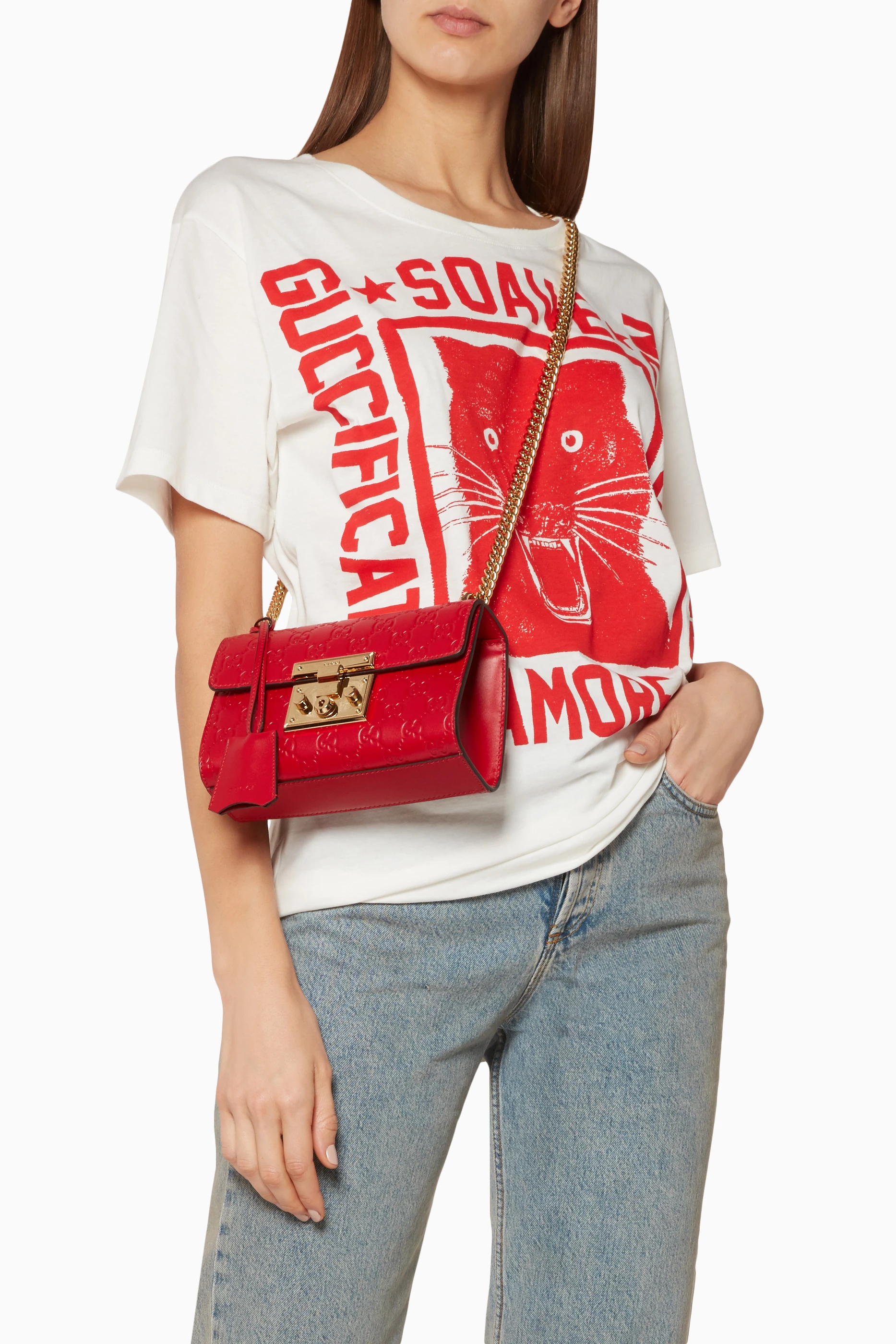 Gucci red padlock bag sale