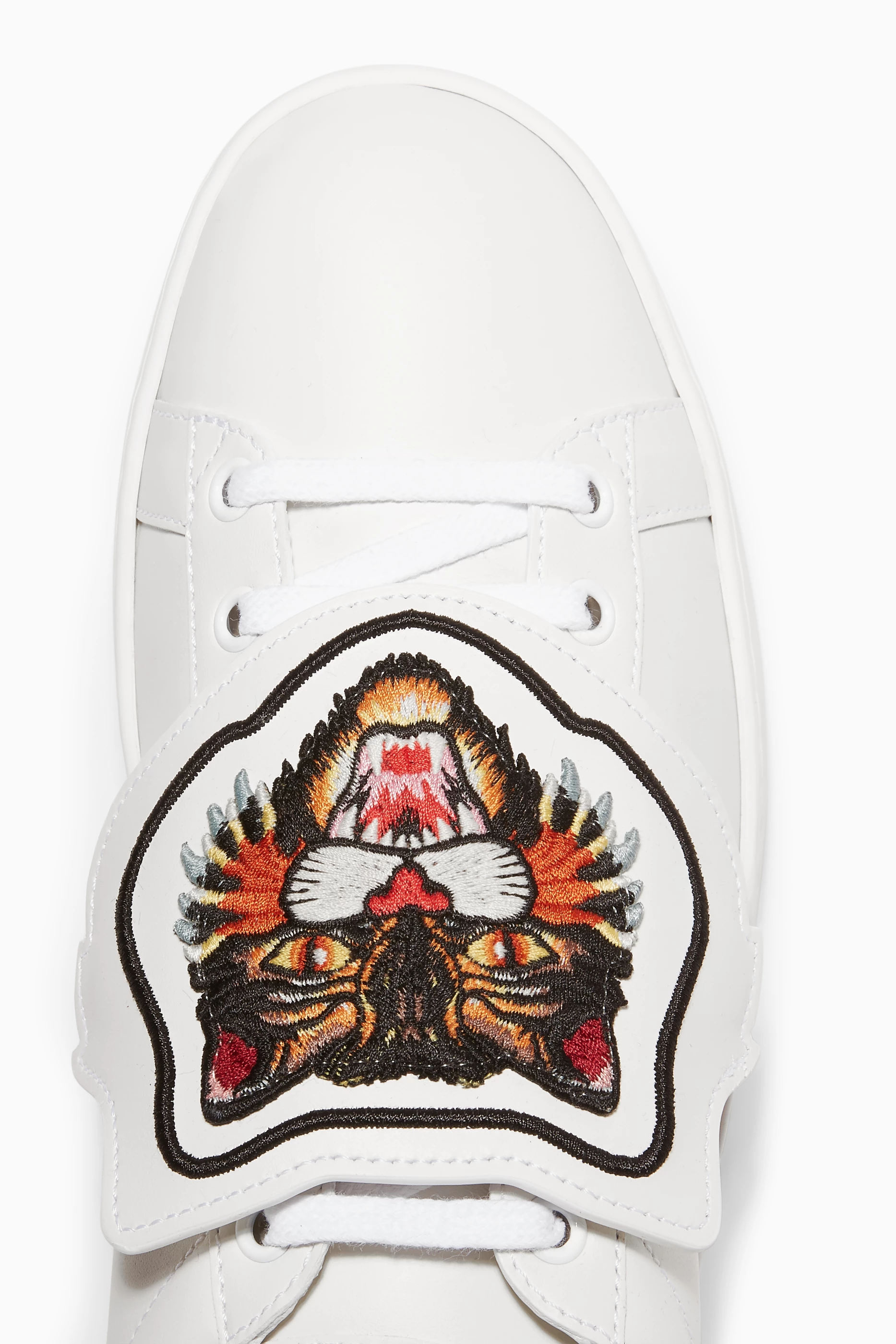 Buy Gucci White White Ace Embroidered Angry Cat Leather Sneakers For Women Online Ounass UAE
