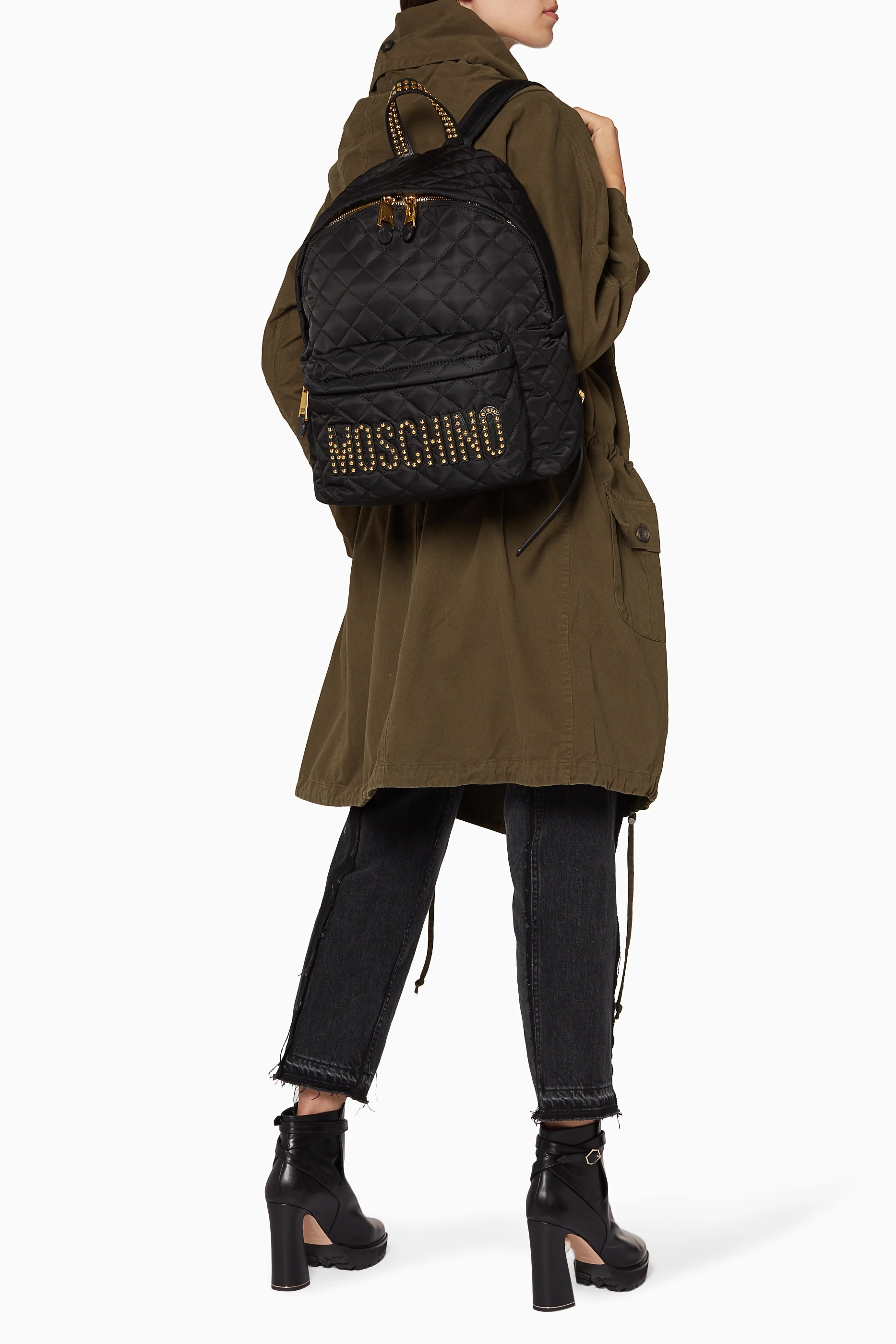 Buy Moschino Black Black Large Quilted Backpack For Women Online Ounass UAE
