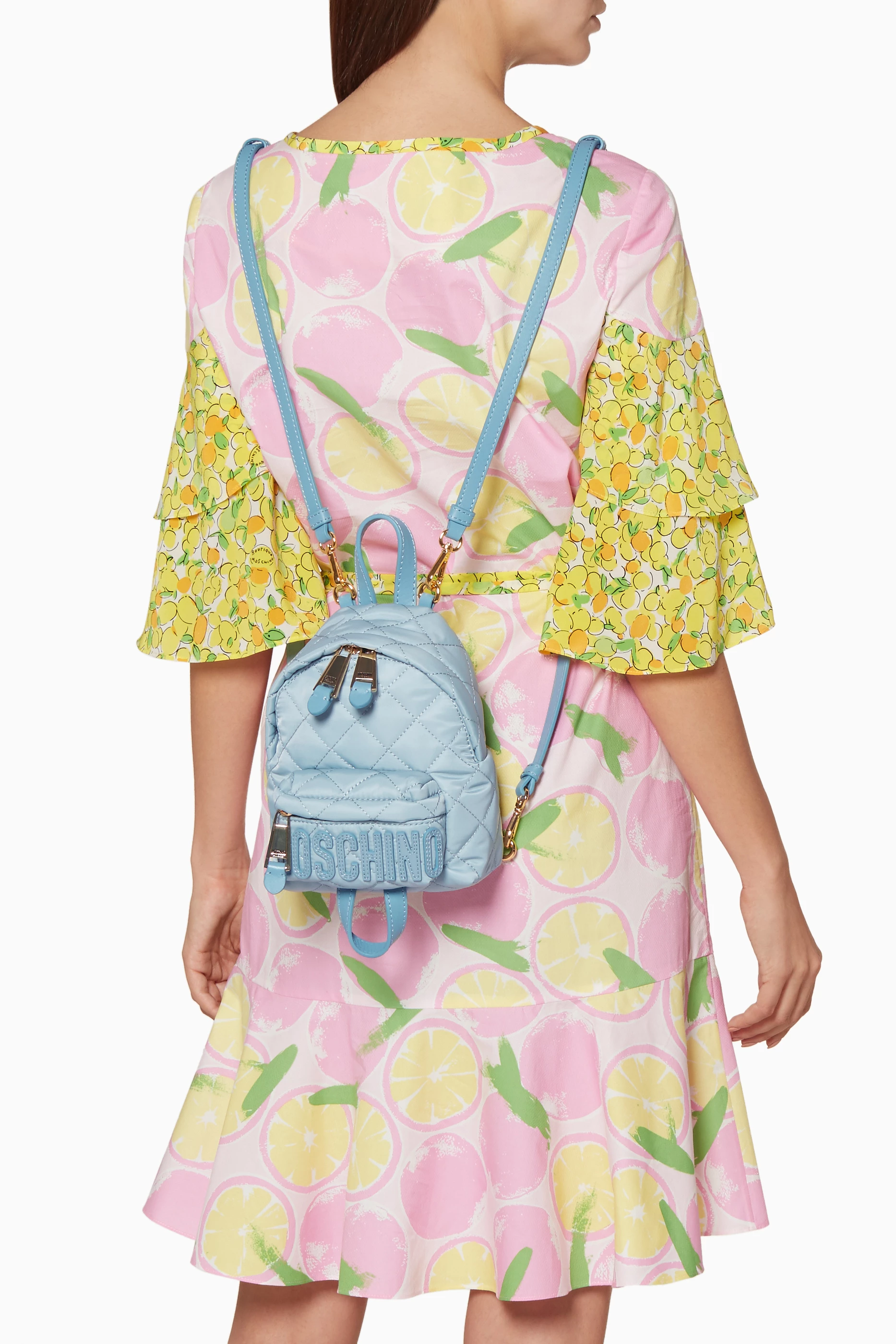 Buy Moschino Blue Light Blue Mini Quilted Backpack For Women Online Ounass UAE