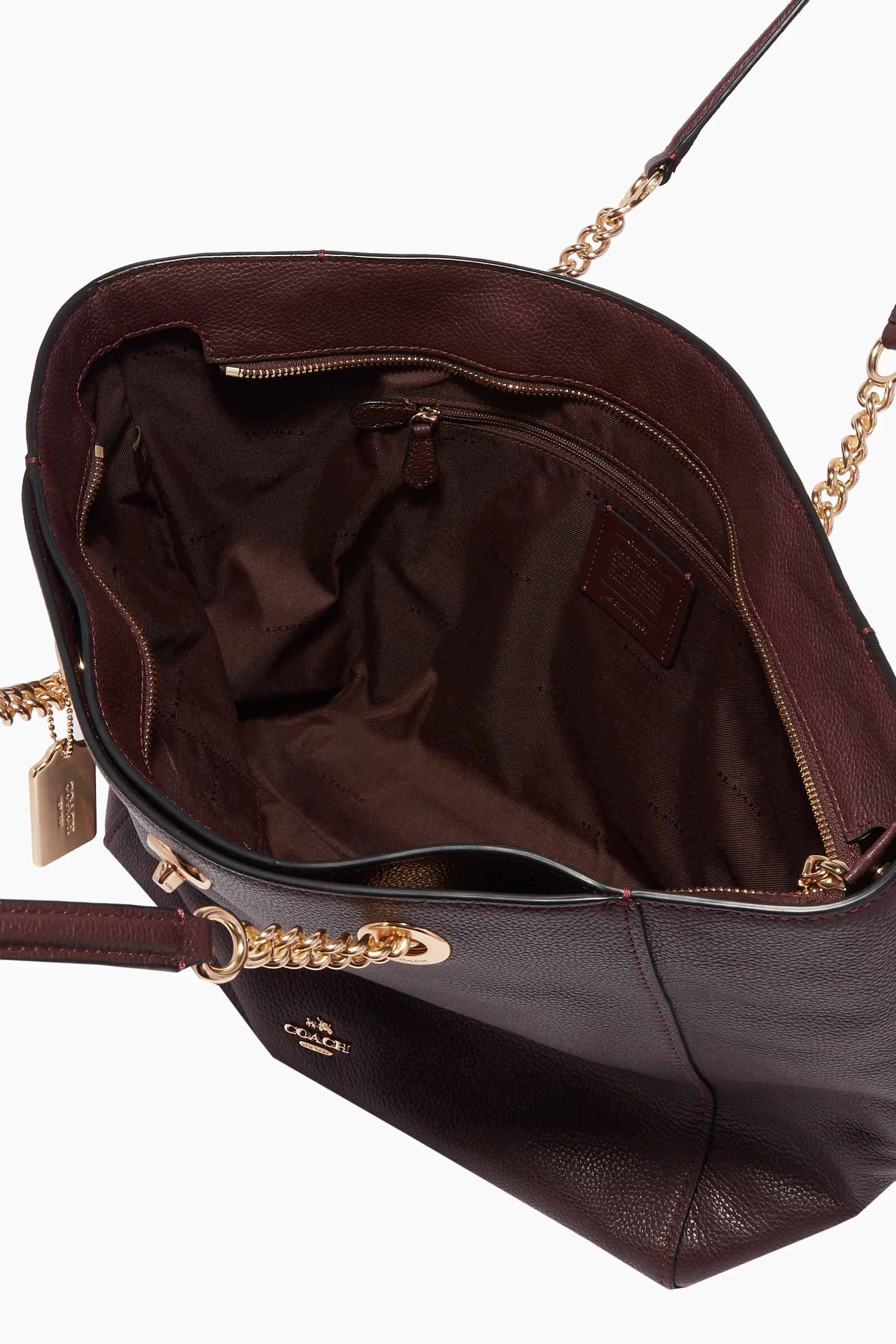 Buy Coach Red Burgundy Turnlock Chain Tote Bag For Women Online Ounass UAE