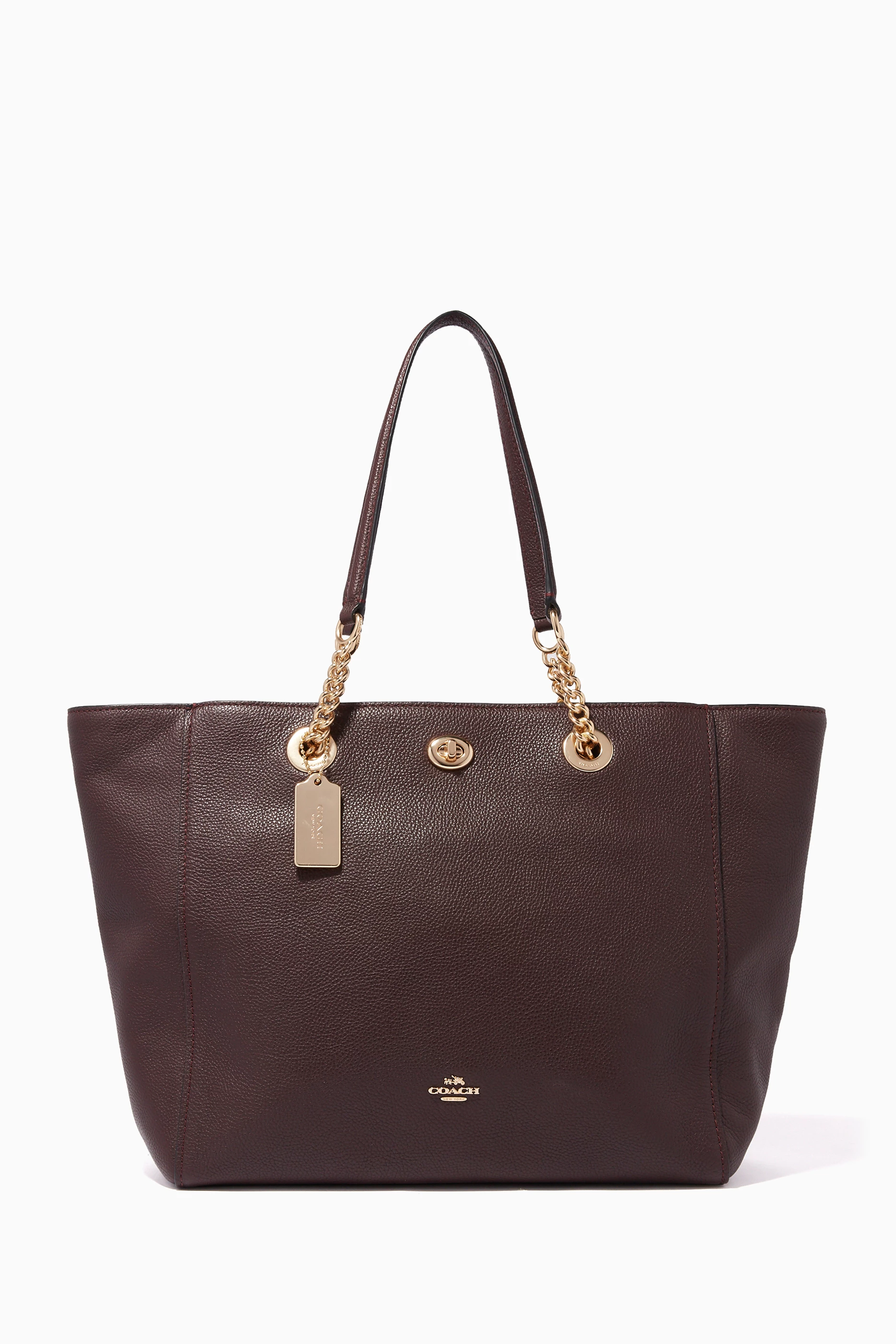 Buy Coach Red Burgundy Turnlock Chain Tote Bag For Women Online Ounass UAE