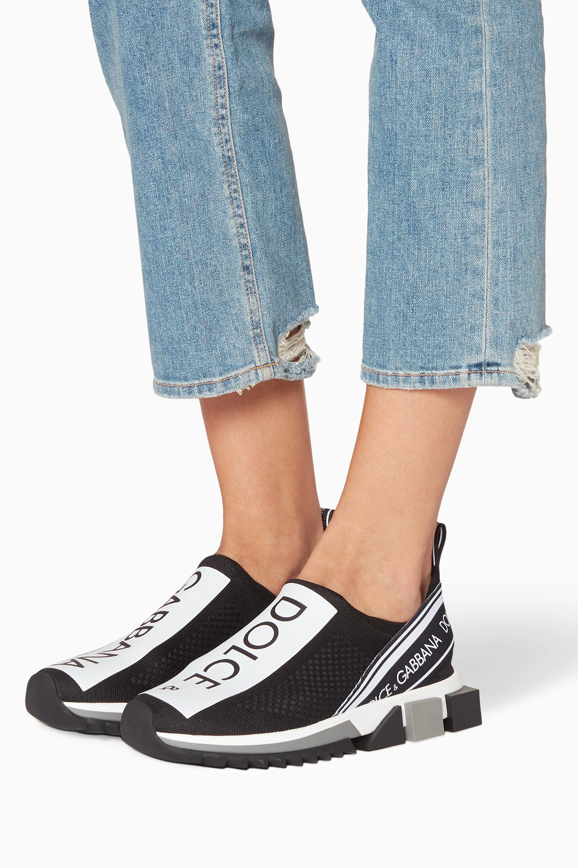 Buy Dolce Gabbana Black White Black Sorrento Sneakers For