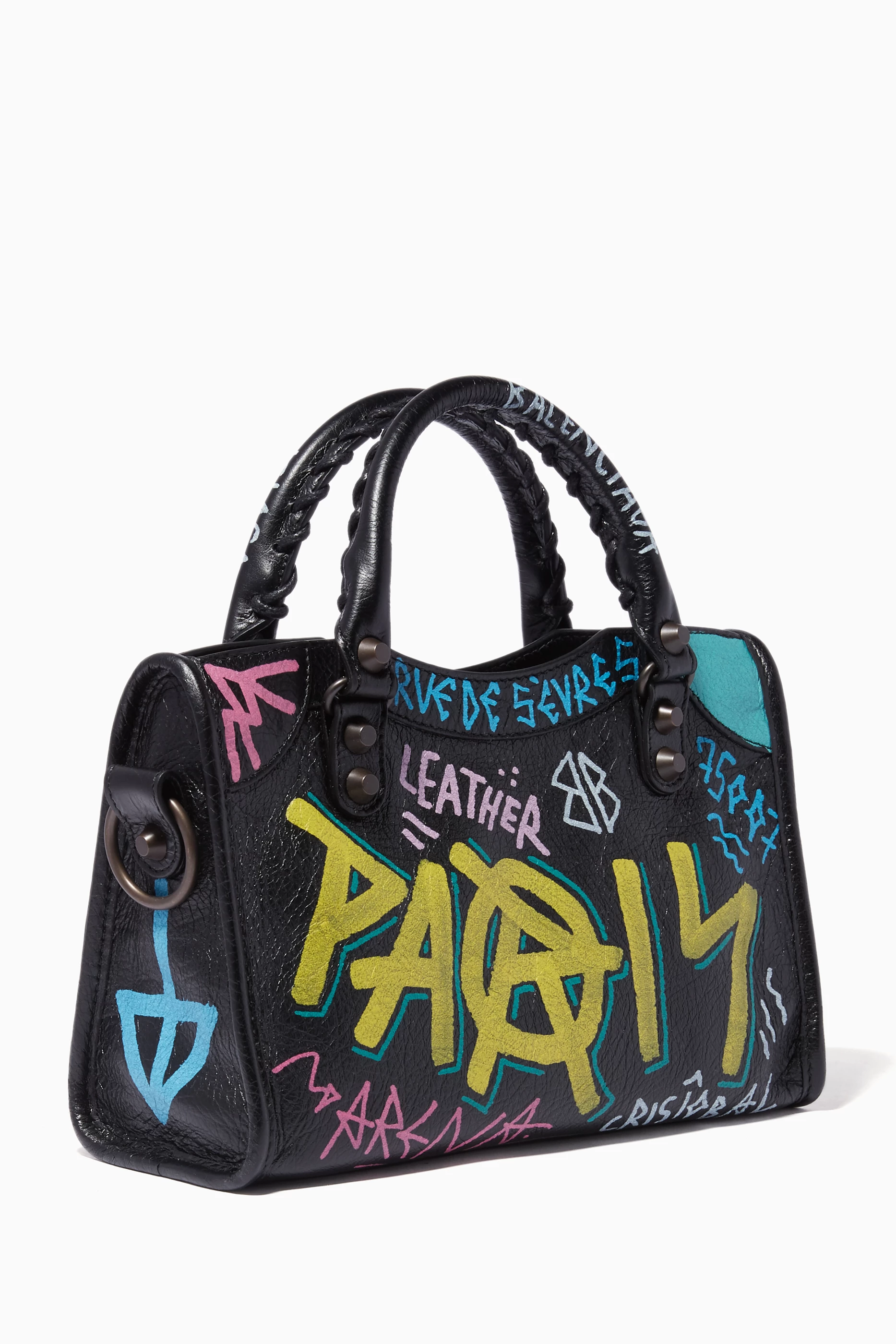 Buy Balenciaga Black Mini Classic City Arena Graffiti Print