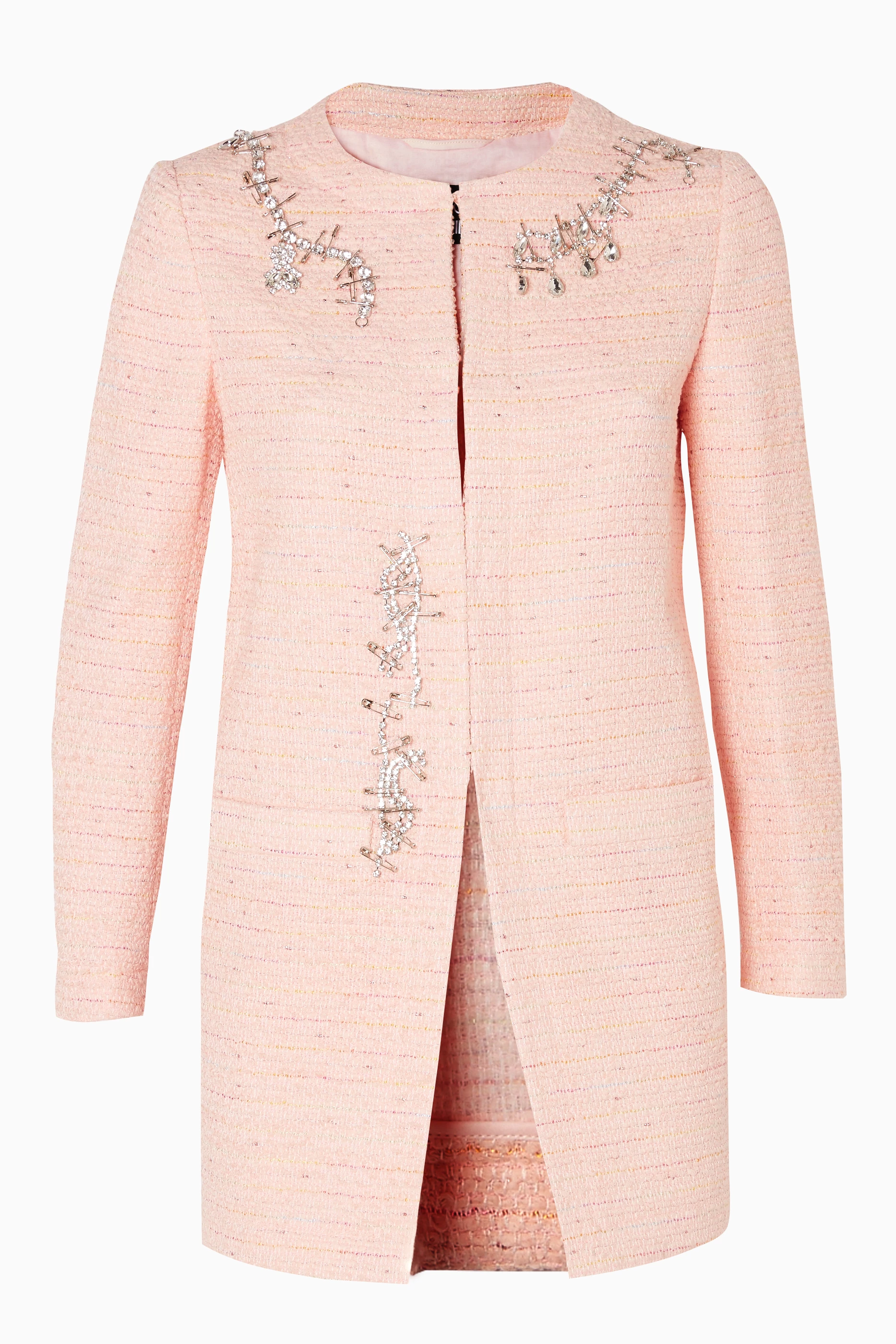 Buy Boutique Moschino Pink Light Pink Embellished Tweed Jacket For Women Online Ounass UAE