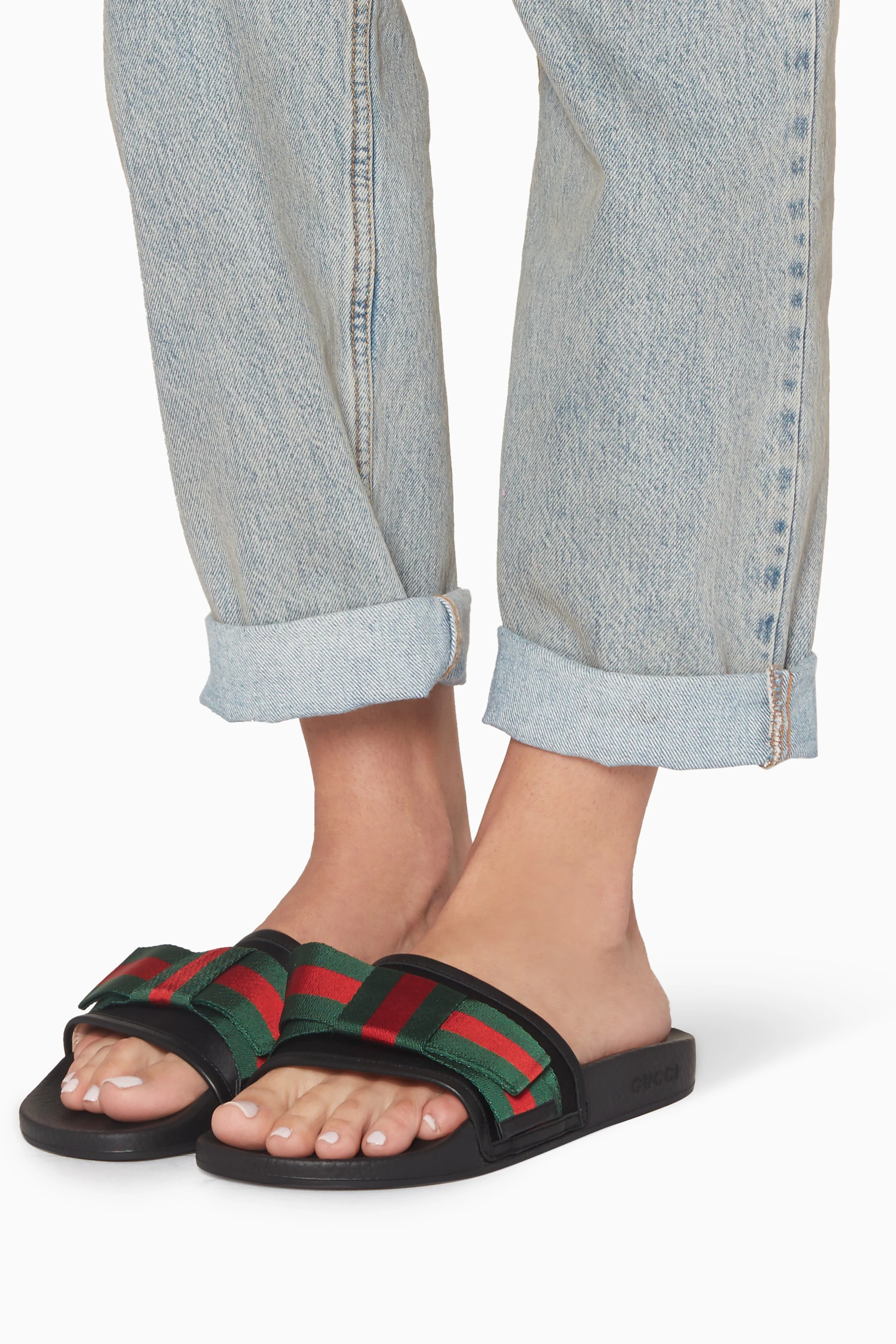 Gucci web bow slides online