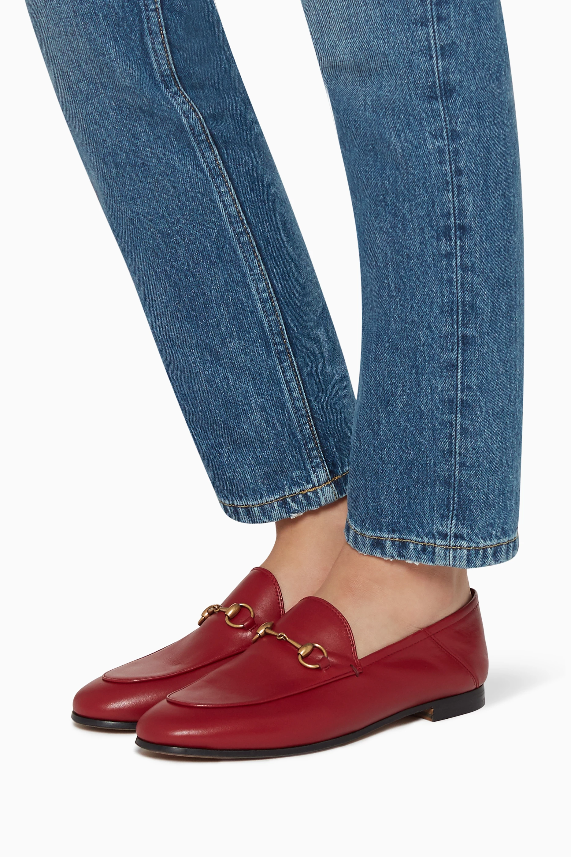 Buy Gucci Burgundy Horsebit Leather Loafers For Women Online Ounass UAE