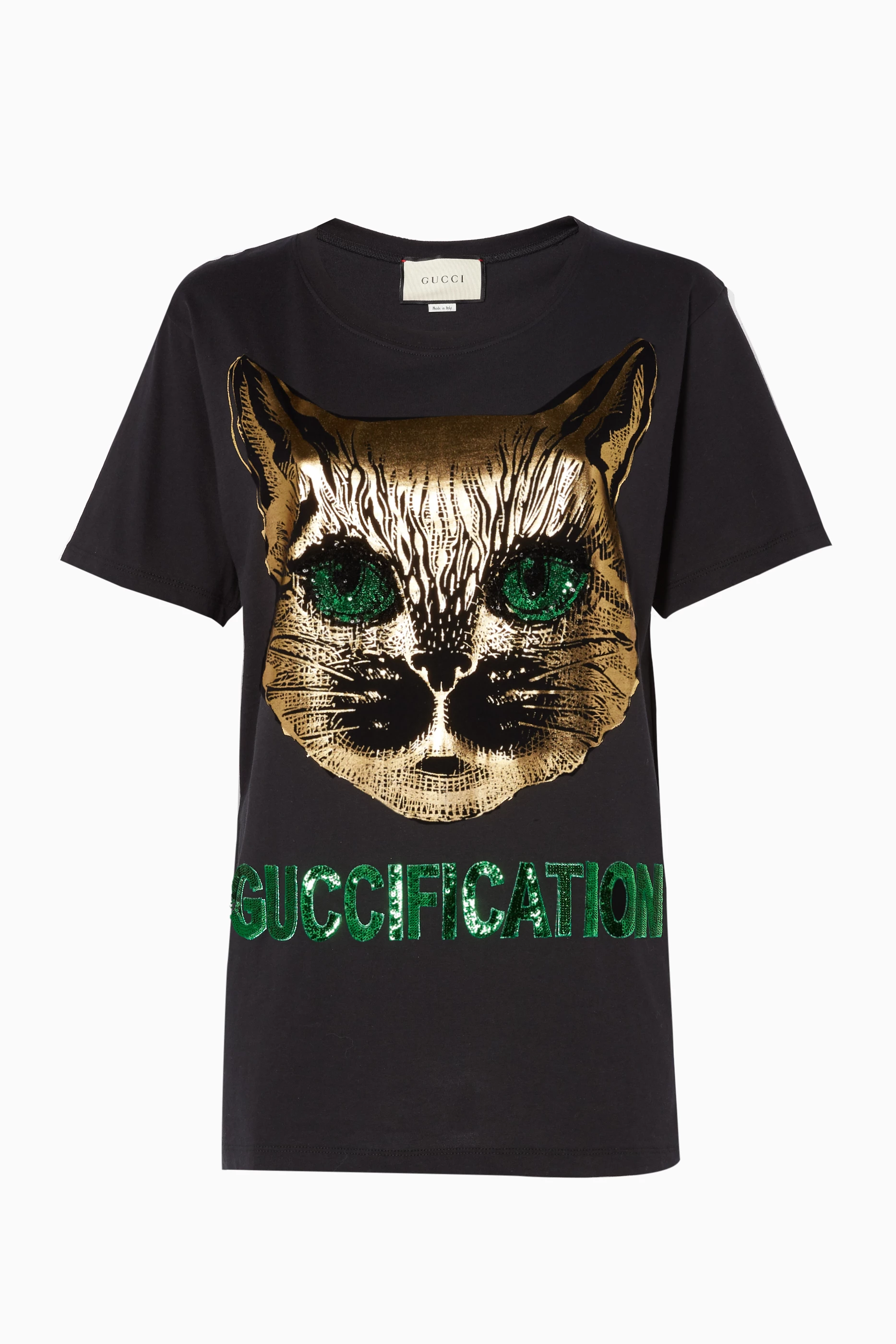 Buy Gucci Black Black Sequin Embellished Guccification T Shirt For Women Online Ounass UAE