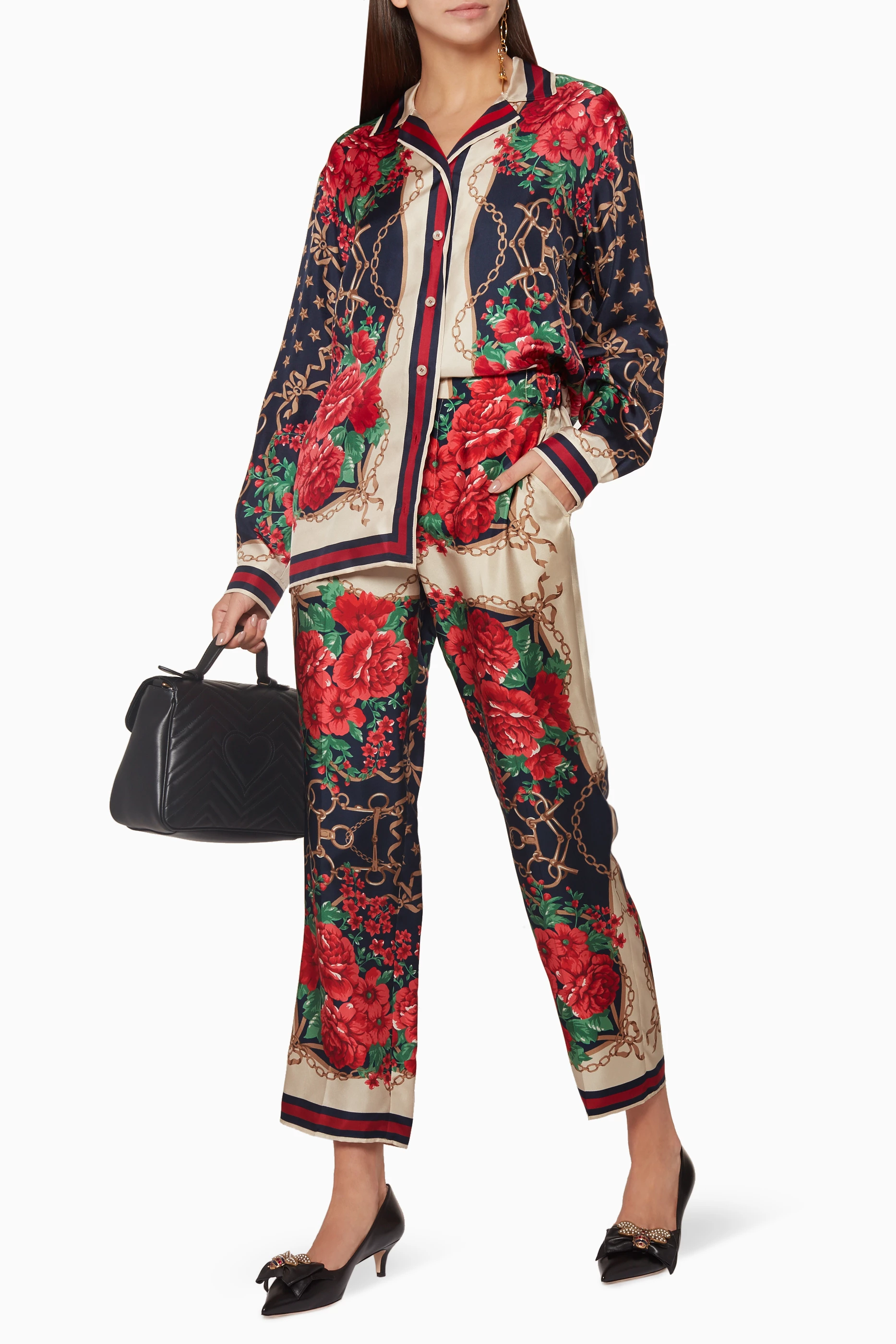 Buy Gucci Multicolour Multi Coloured Silk Pyjama Pants For Women Online Ounass UAE