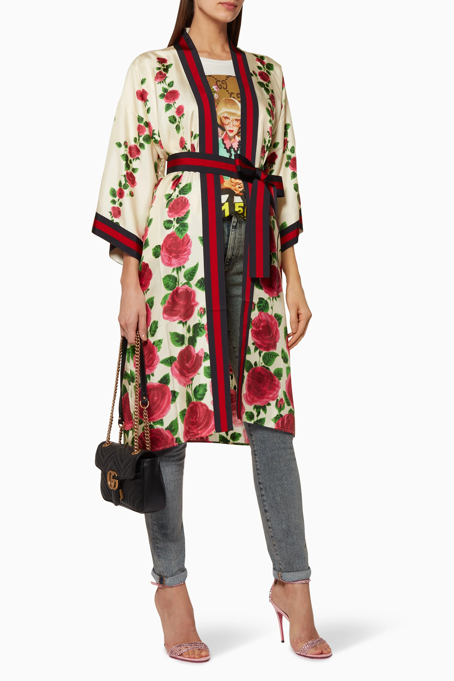 Buy Gucci Multicolour Rose Garden Print Silk Kimono For Women Online Ounass UAE