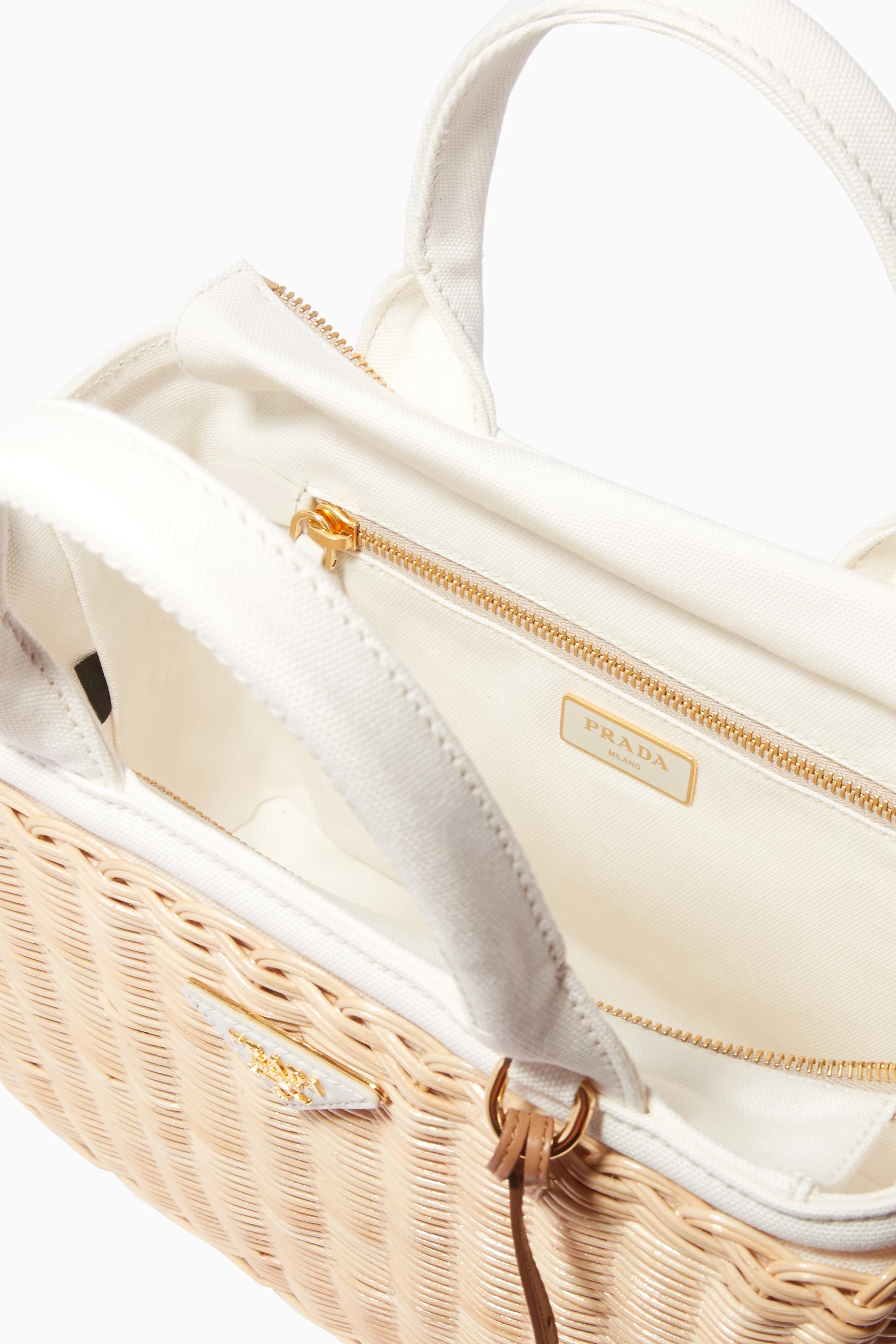 Buy Prada White White Picnic Basket Leather Tote Bag For Women Online Ounass UAE