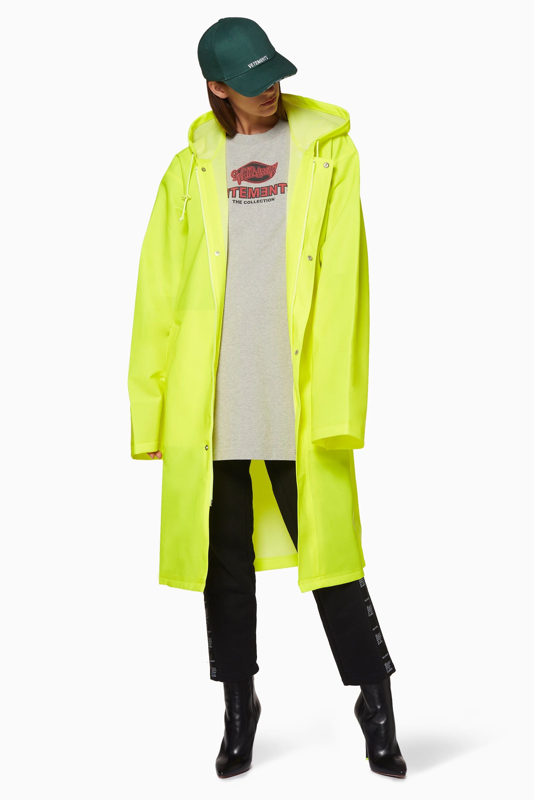 Buy Vetements Yellow Neon Yellow Logo Raincoat For Women Online Ounass UAE