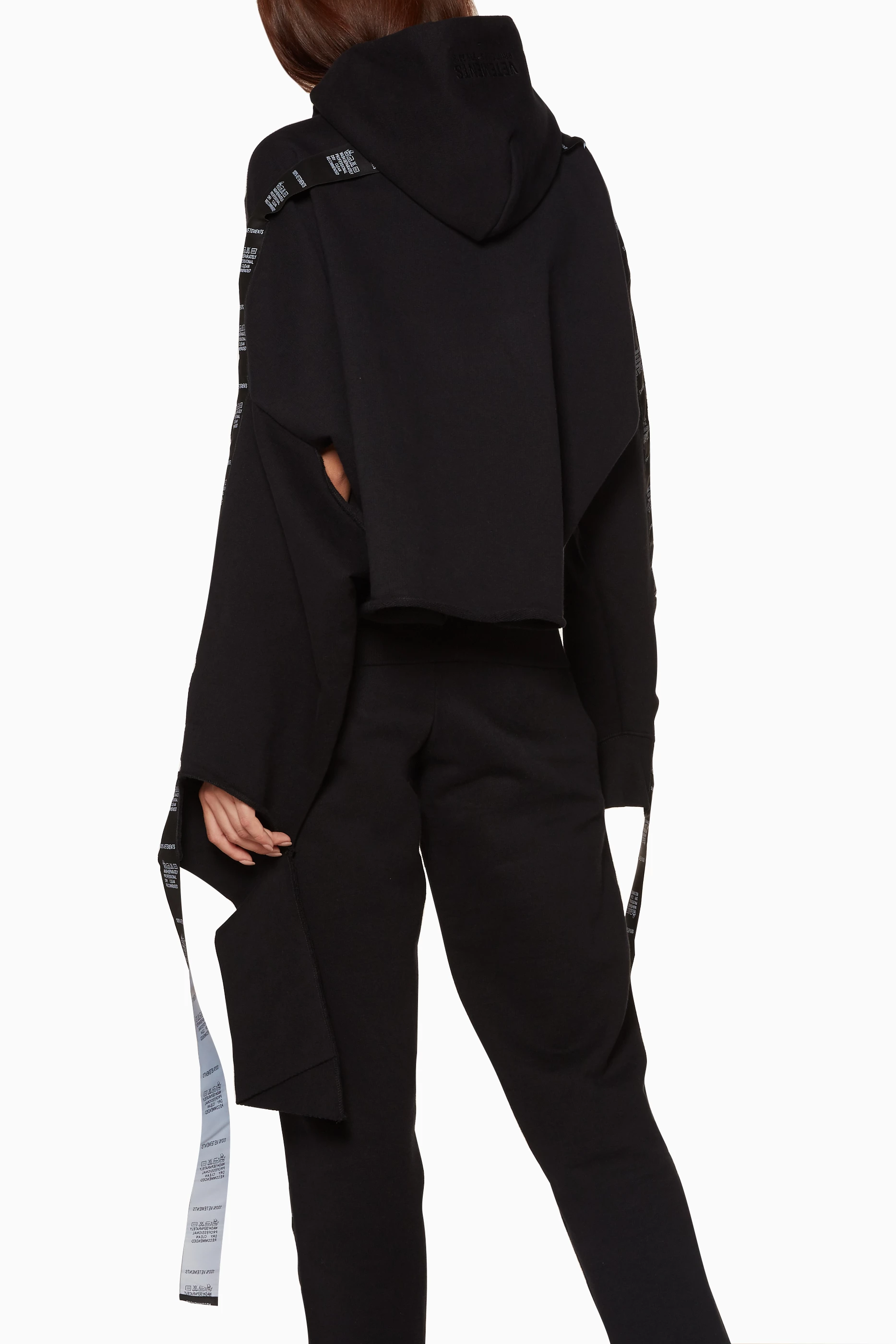 Buy Vetements Black Black Tape Trimmed Hooded Sweatshirt For Women Online Ounass UAE