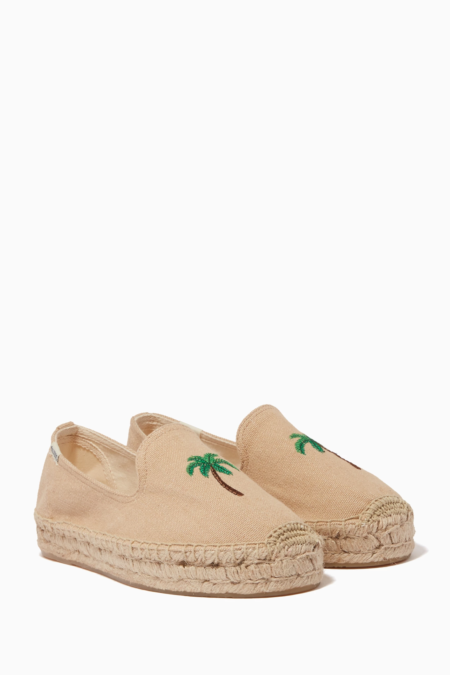 Buy Soludos Neutral Beige Palm Tree Espadrille Smoking Slippers For Women Online Ounass UAE
