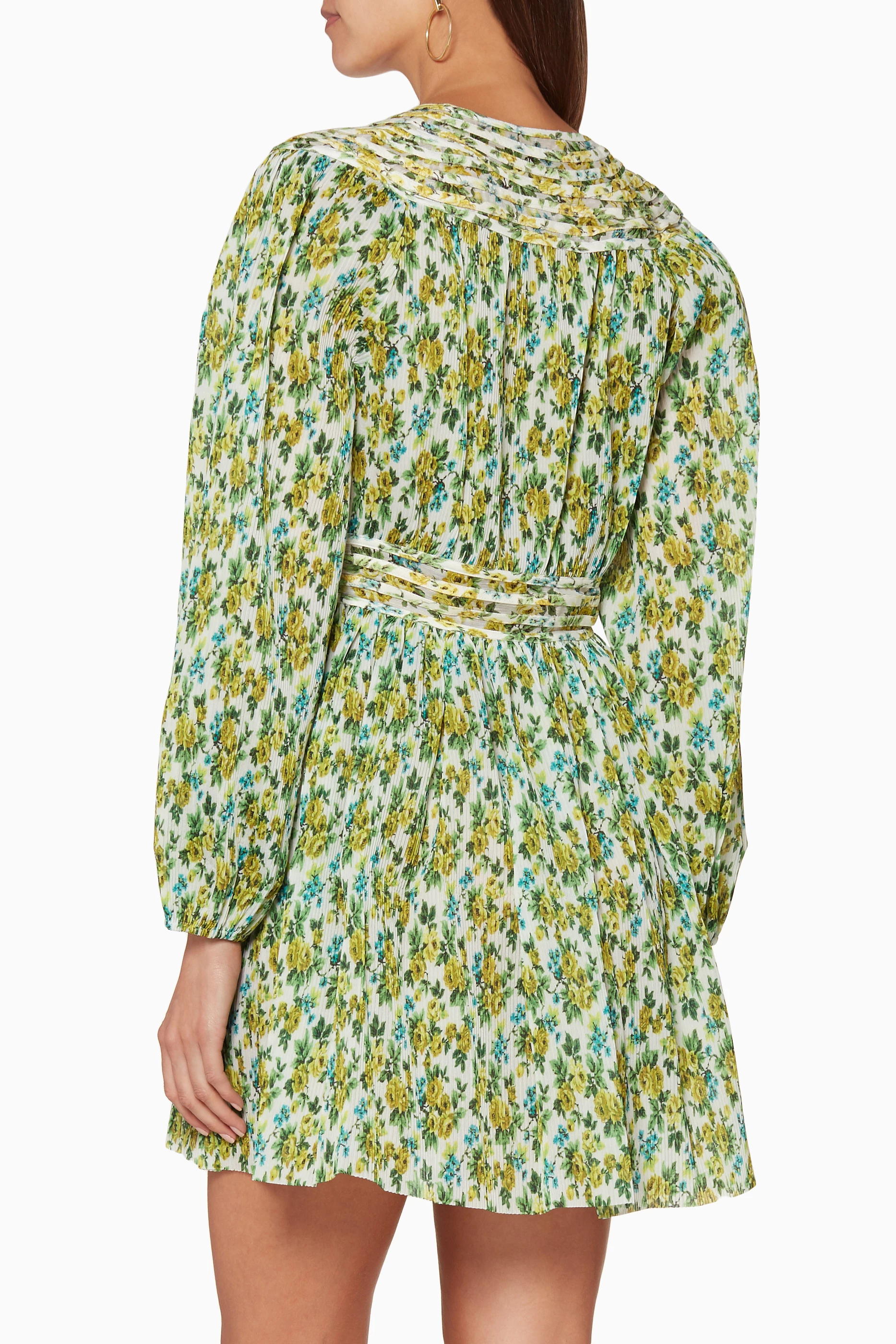 Buy Zimmermann Green Lemonade-Acid Floral-Print Golden Plisse Mini Dress  For Women Online | Ounass UAE