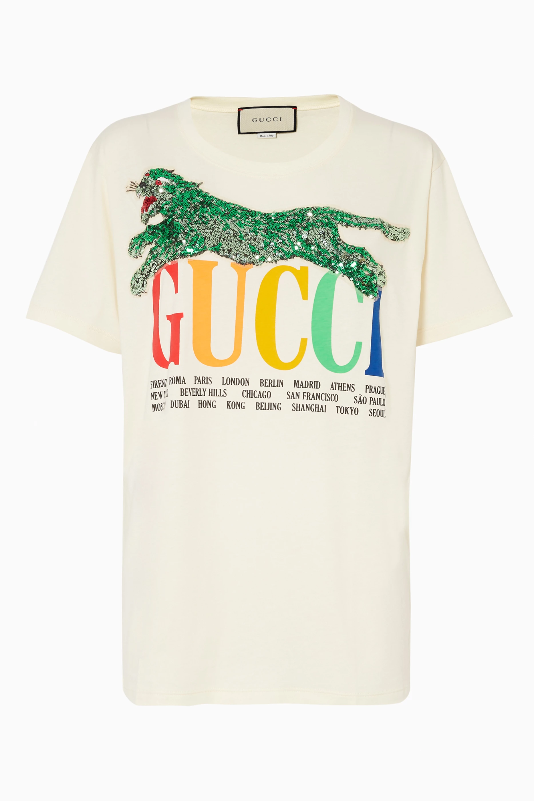 Buy Gucci Neutral Off White Printed Cities T Shirt For Women Online Ounass UAE