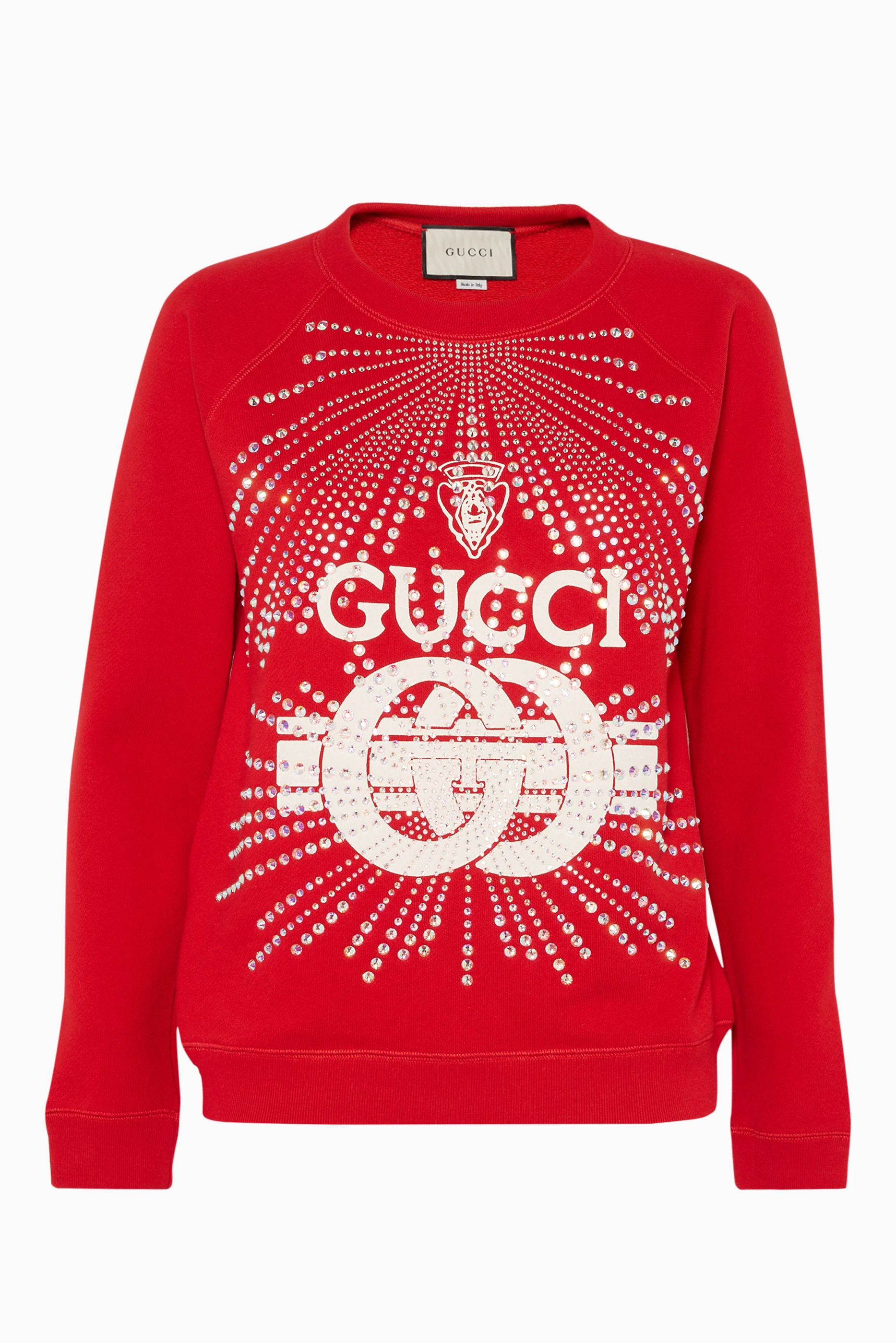 Buy Gucci Red Red Guccy Crystal Embellished Sweatshirt For Women Online Ounass UAE