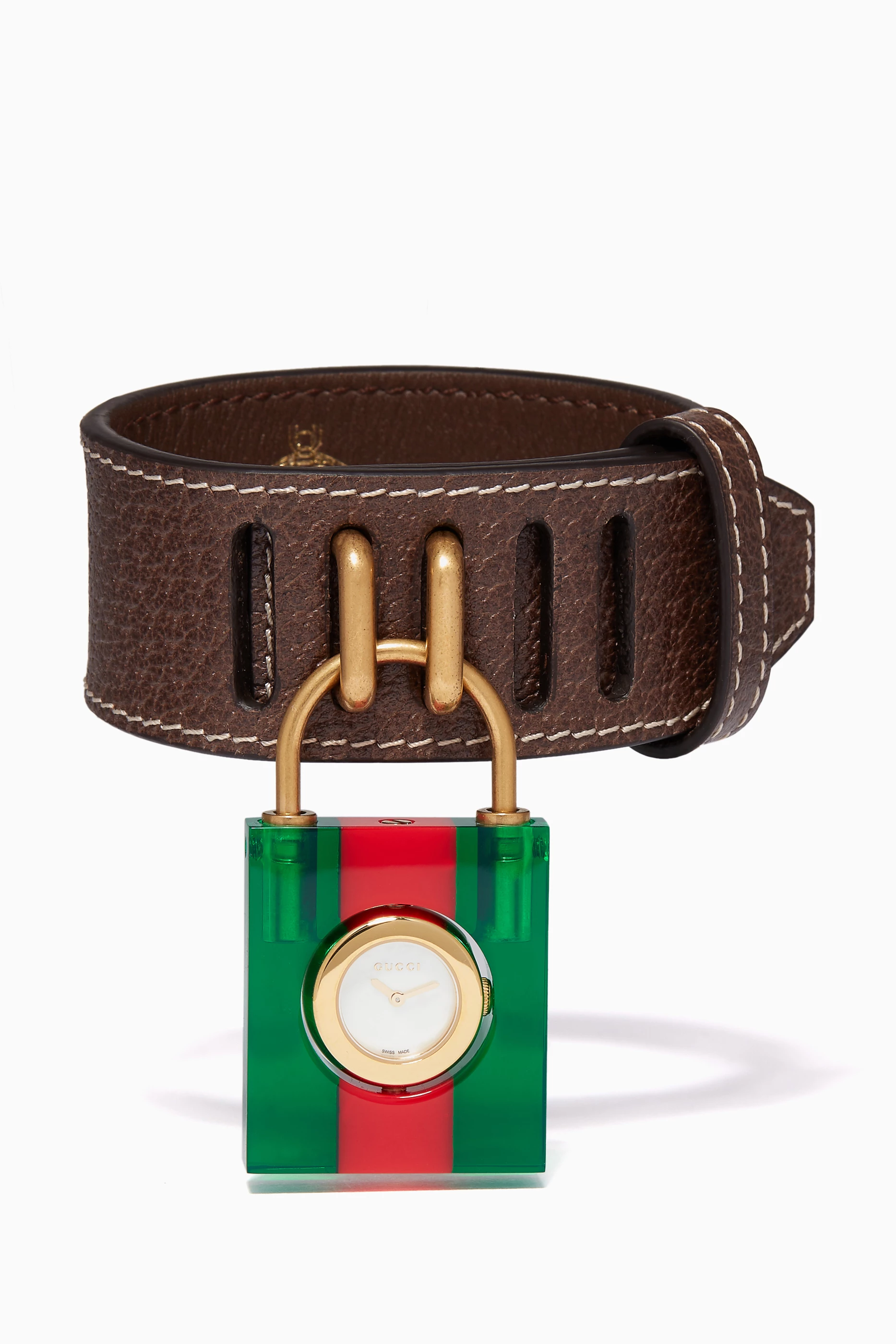 Buy Gucci Multicolour Web Striped Constance Leather Watch Strap For UNISEX Online Ounass UAE