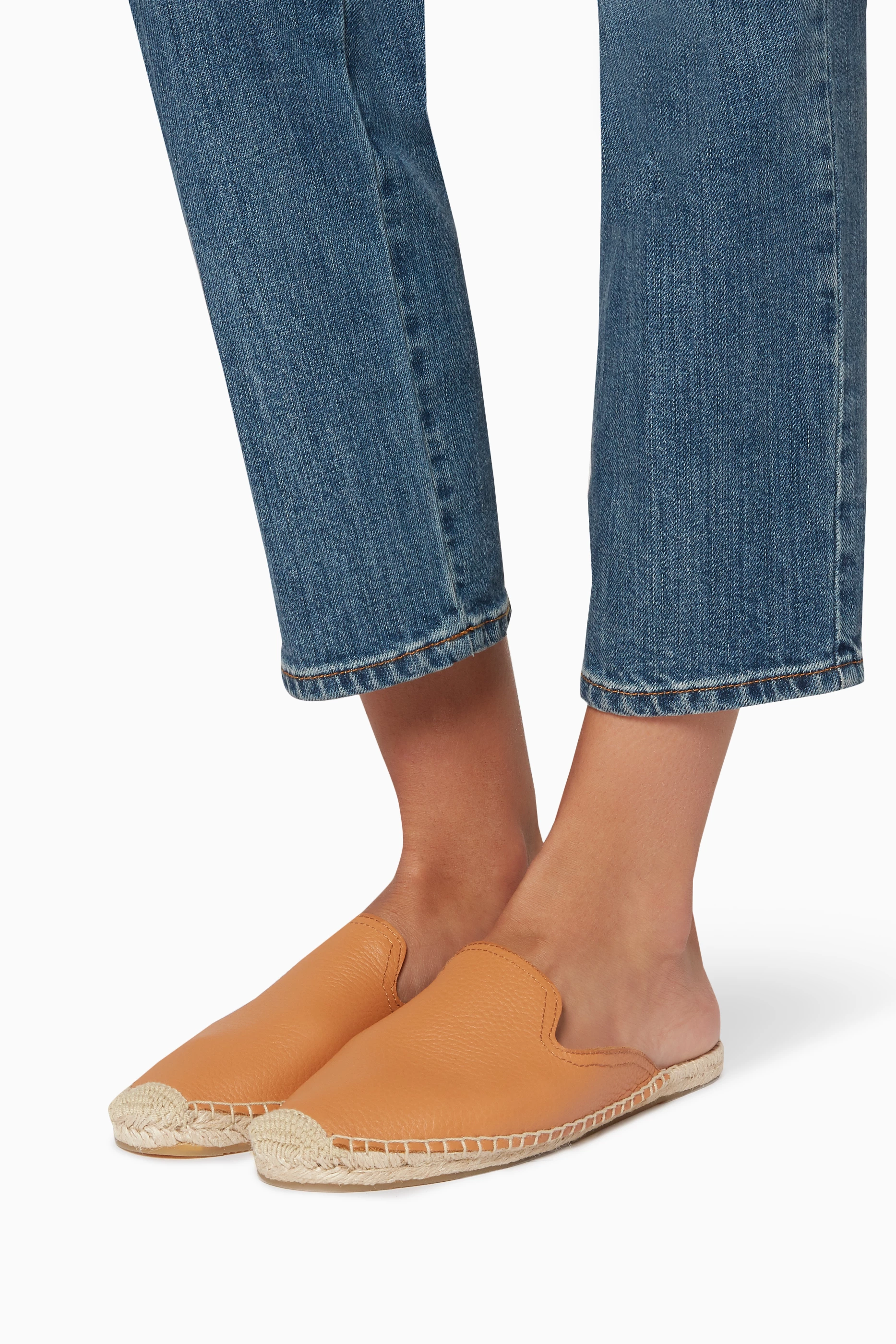 Buy Soludos Neutral Tumbled Leather Mules For Women Online Ounass UAE