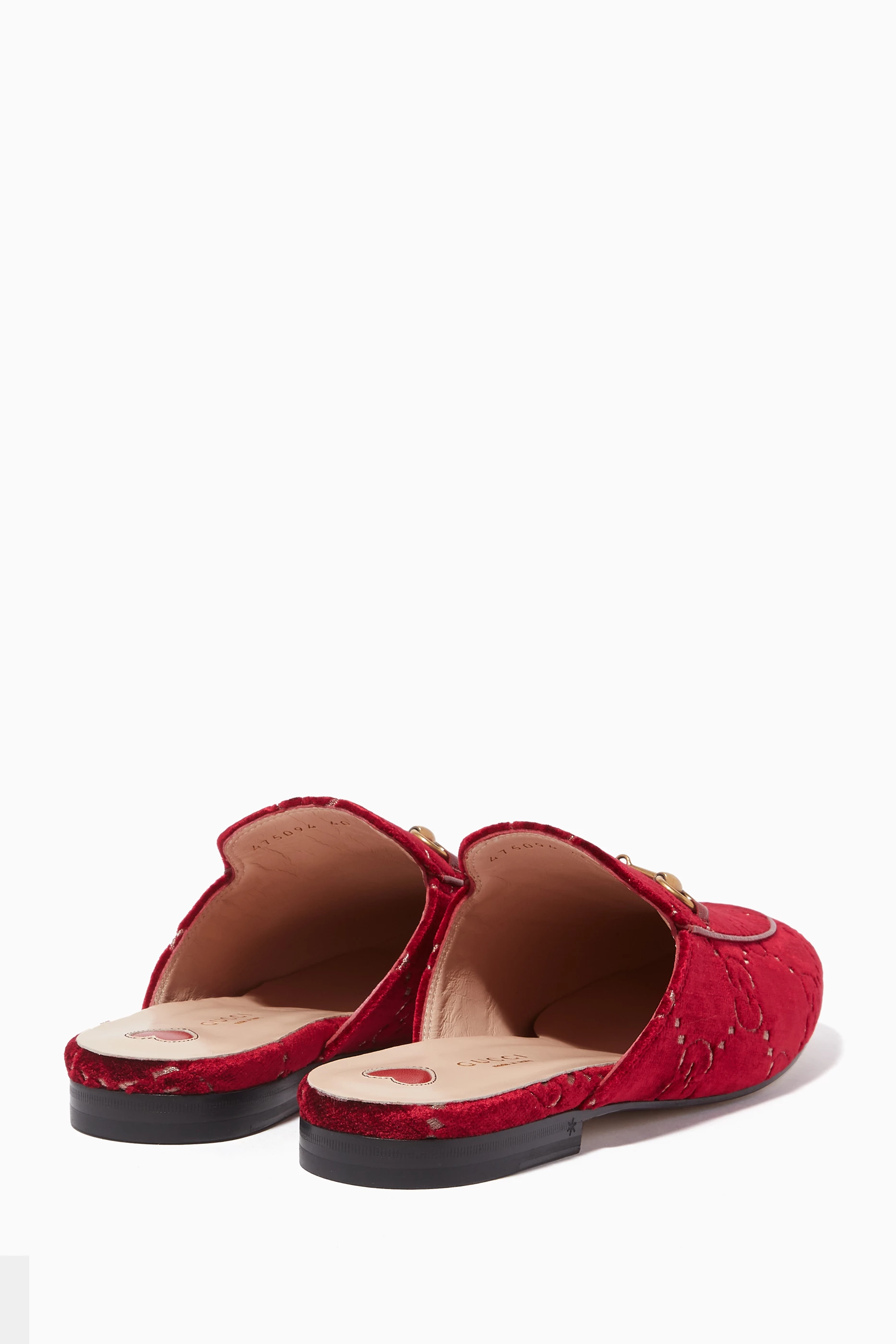 Gucci red velvet slippers store