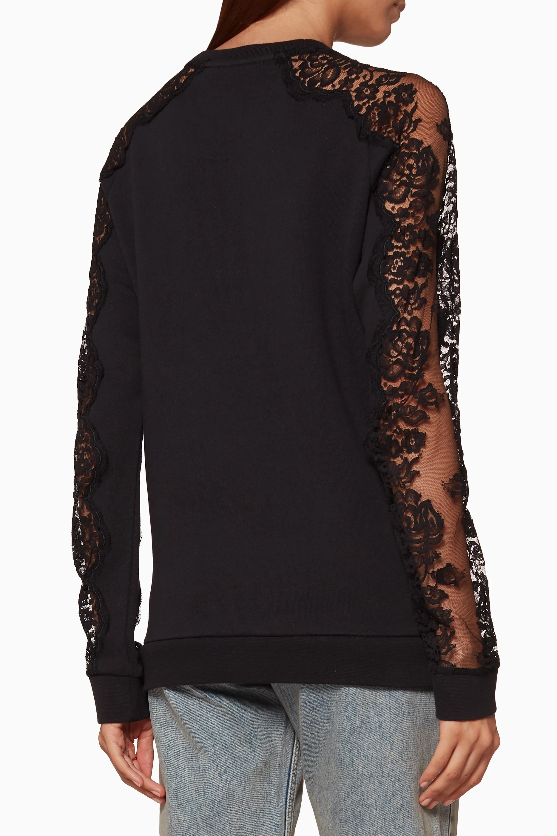 Buy Stella McCartney Black Stella McCartney X Adidas Lace Sleeve Sweatshirt For Women Online Ounass UAE