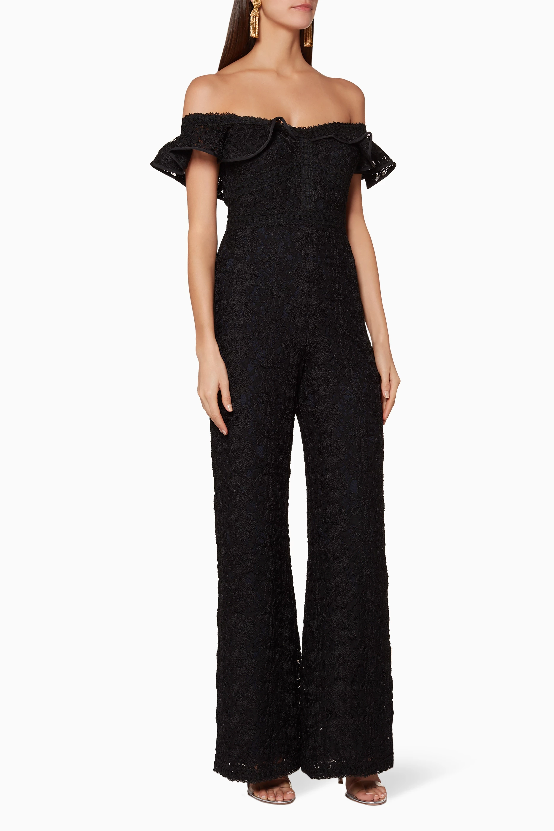 Buy Alexis Black Black Off The Shoulder Edlyn Jumpsuit For Women Online Ounass UAE
