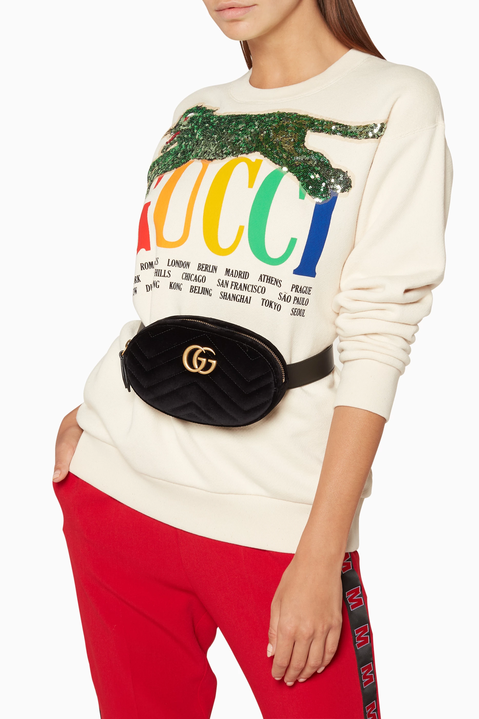 Buy Gucci Brown Black GG Marmont Velvet Belt Bag For Women Online Ounass UAE