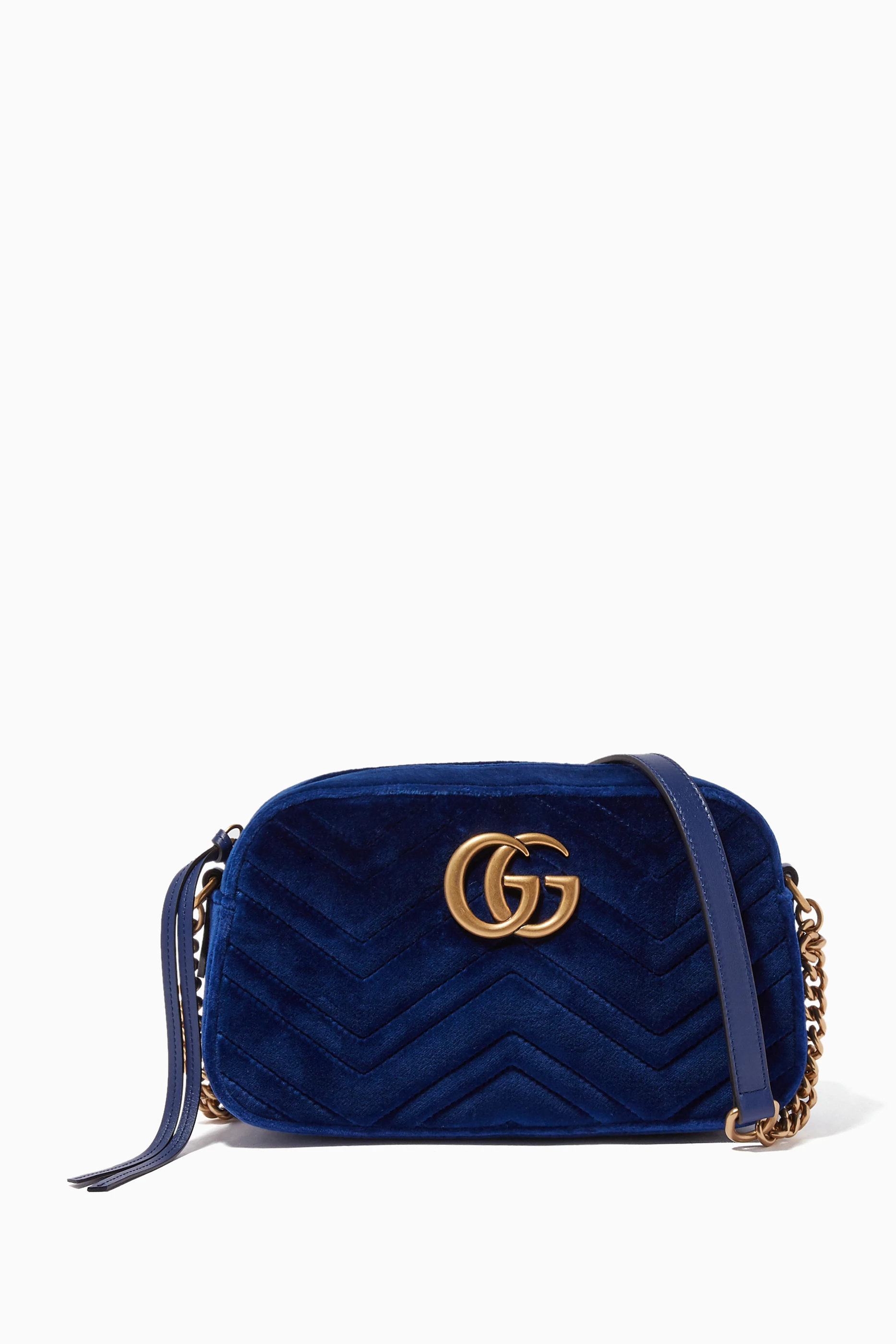 Buy Gucci Blue Blue Velvet Small GG Marmont Shoulder Bag For Women Online Ounass UAE
