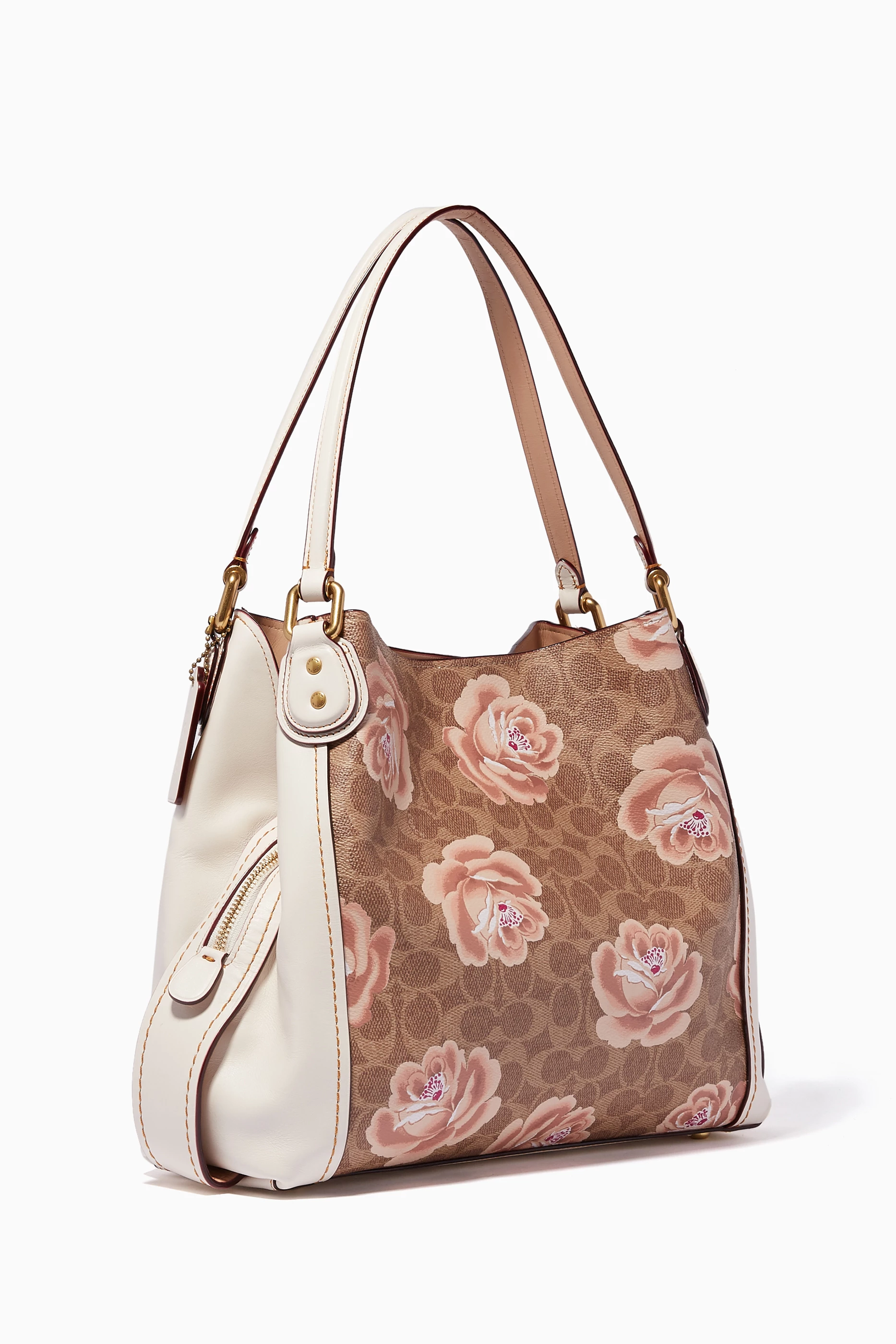 Coach edie 31 signature rose print shoulder bag store