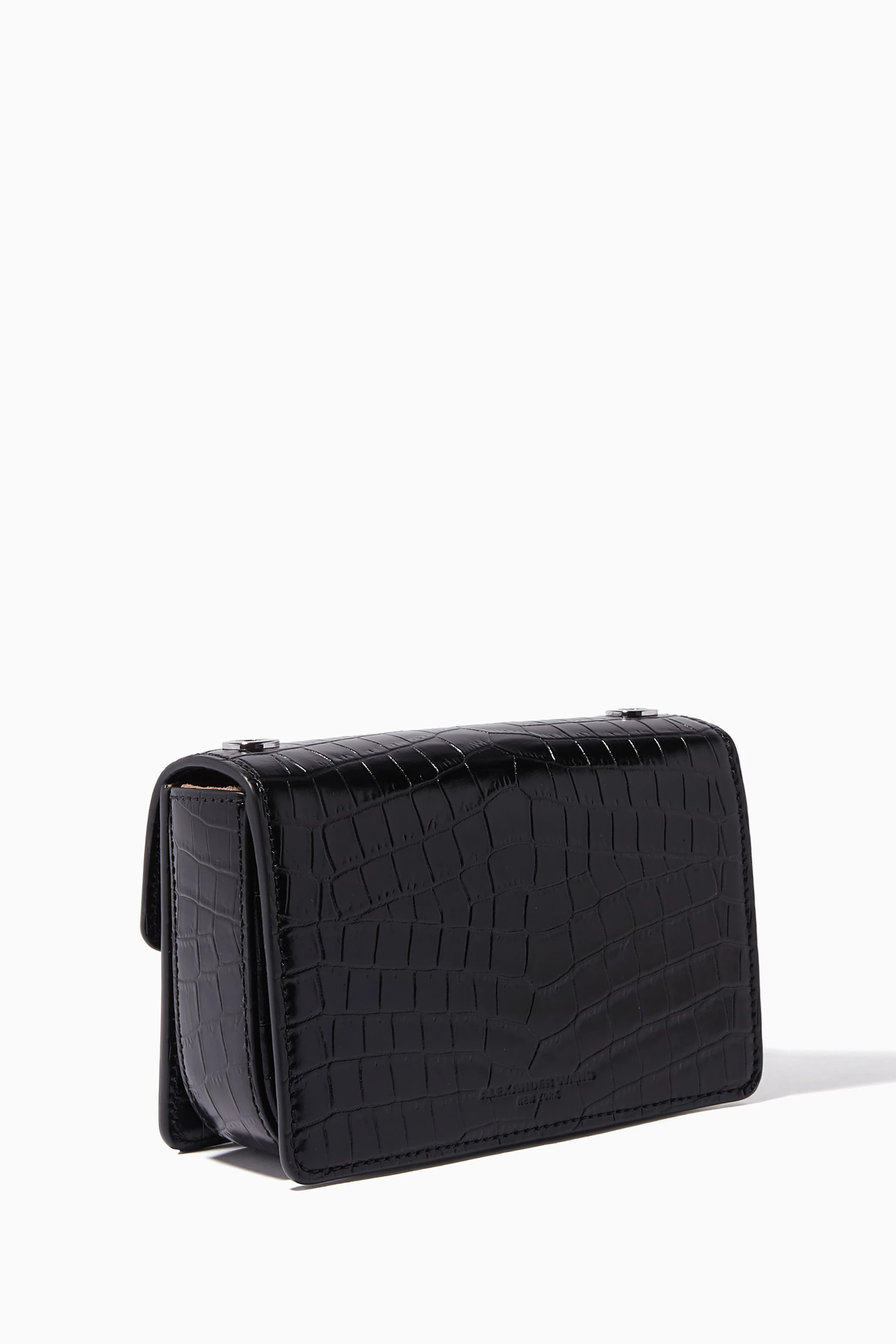 Buy Alexander Wang Black Black Small Crocodile-Embossed Cross-Body 