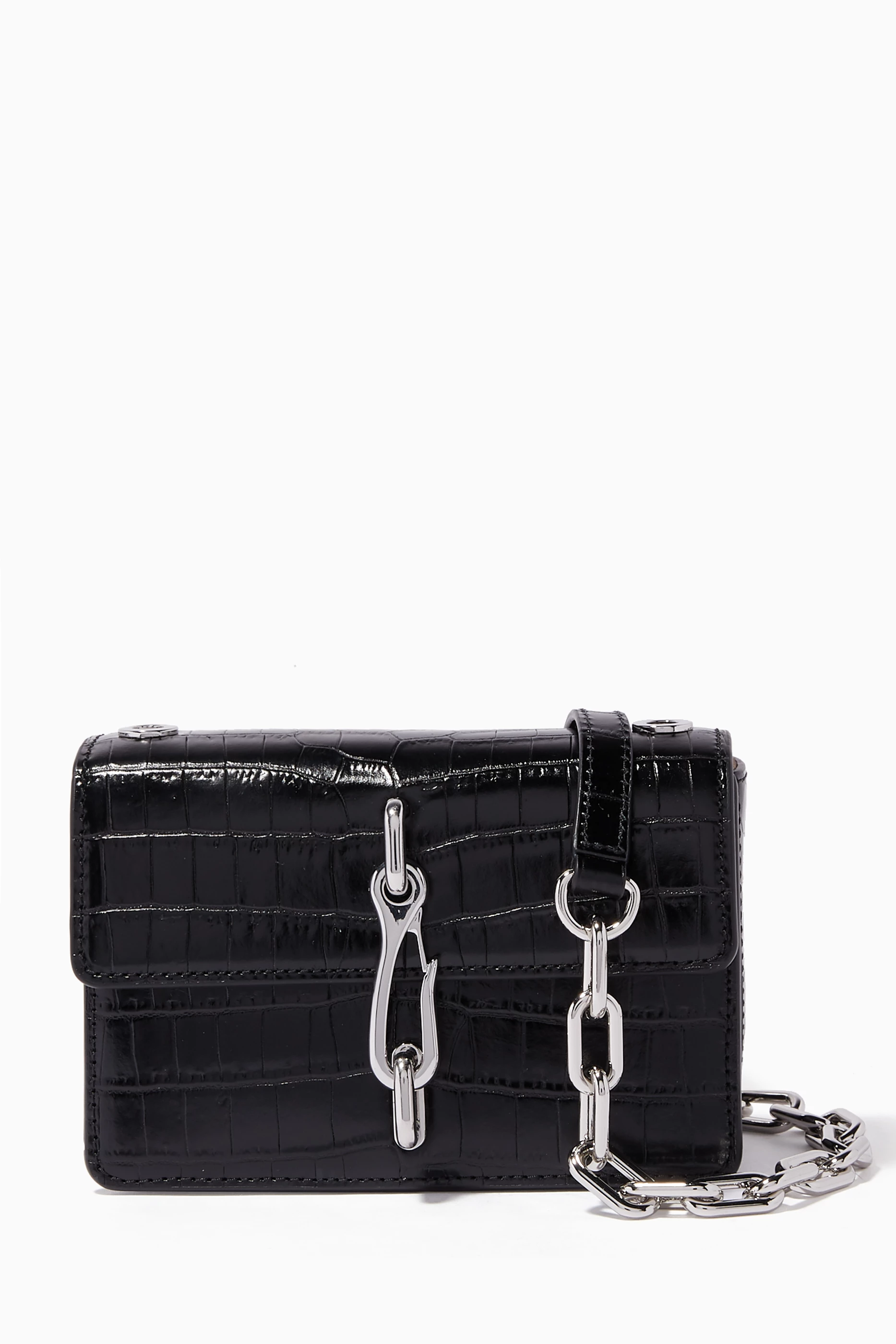Buy Alexander Wang Black Black Small Crocodile-Embossed Cross-Body 
