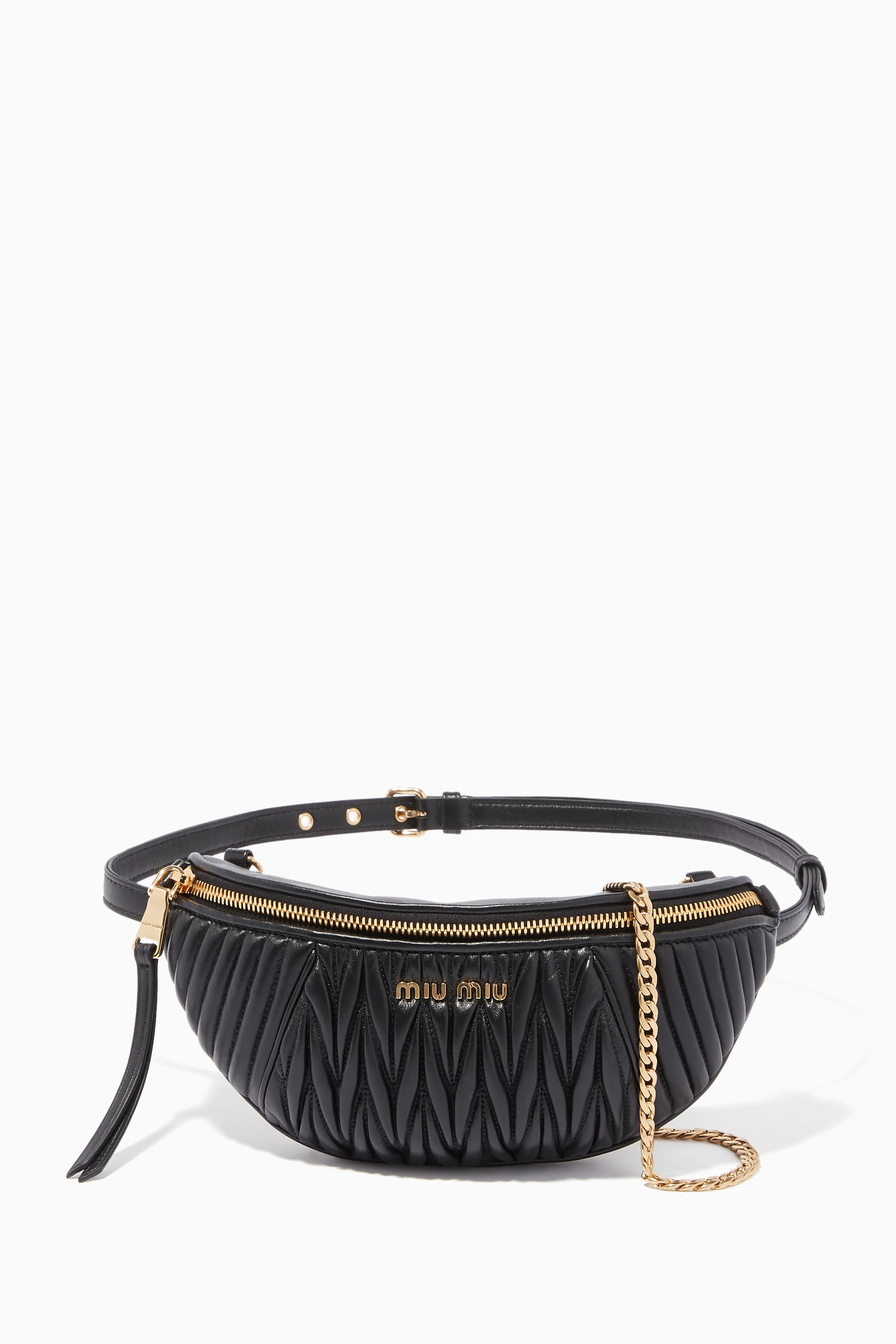 Buy Miu Miu Black Black Matelasse Leather Belt Bag For Women Online Ounass UAE