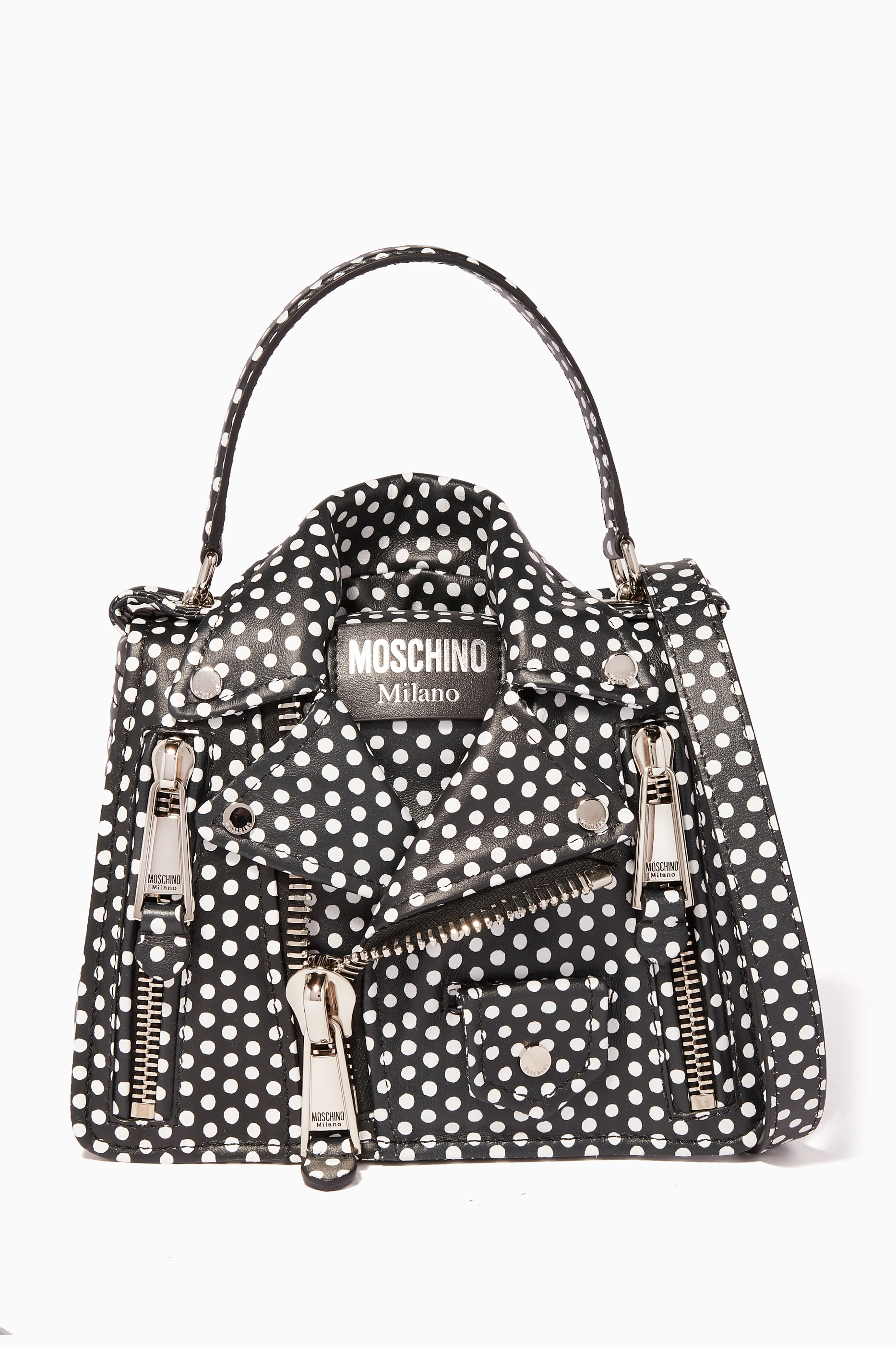 Moschino leather jacket bag outlet