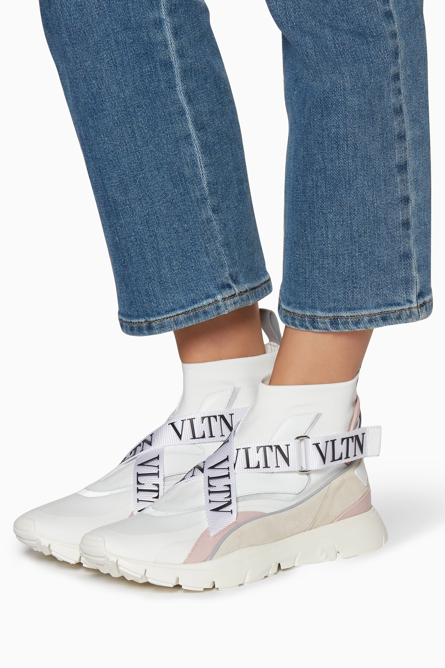 Buy Valentino Garavani White White Heroes Logo Strap Sneakers For Women Online Ounass UAE