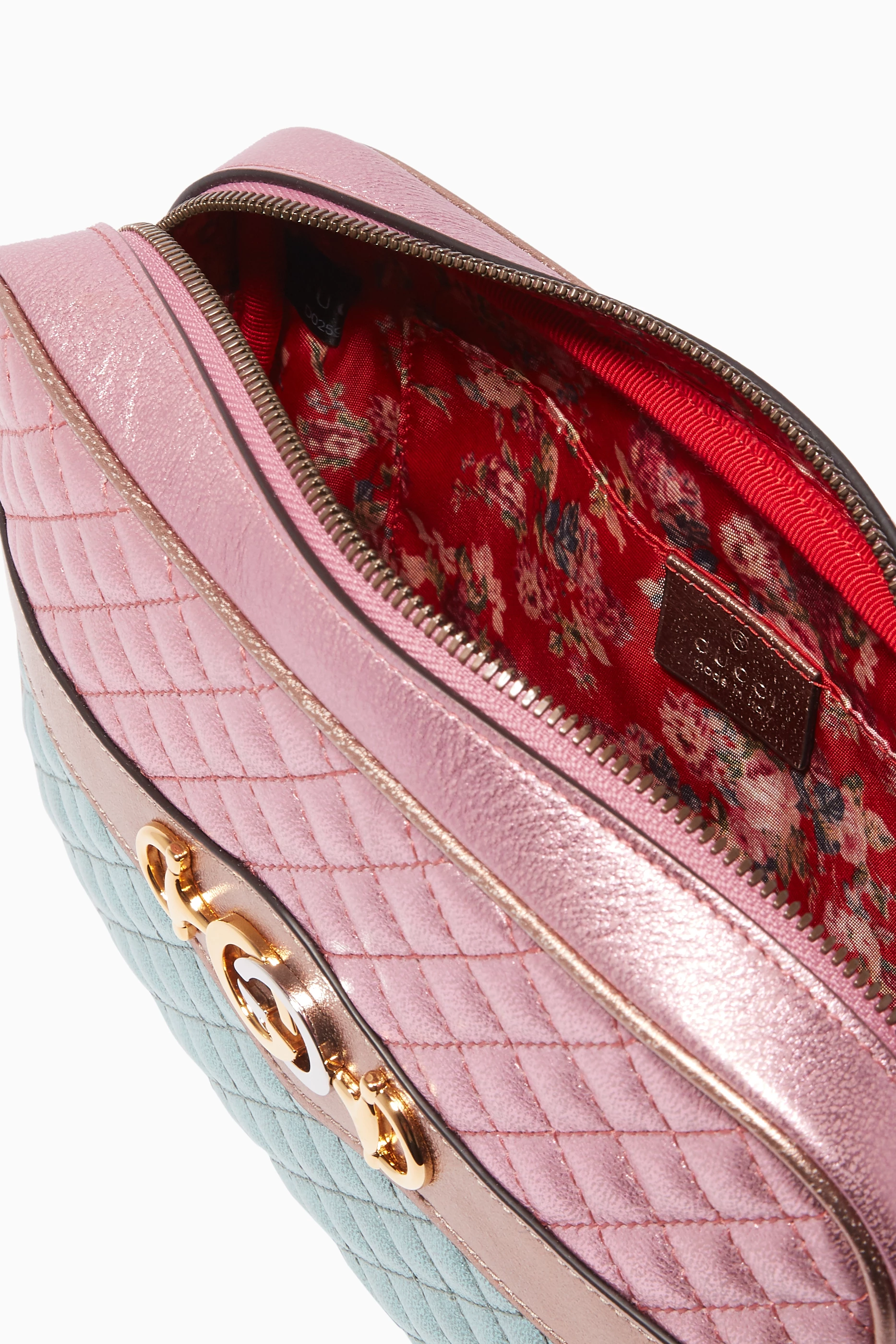 Buy Gucci Silver Pink Blue Metallic Linea Small Matelasse Camera Bag For Women Online Ounass UAE