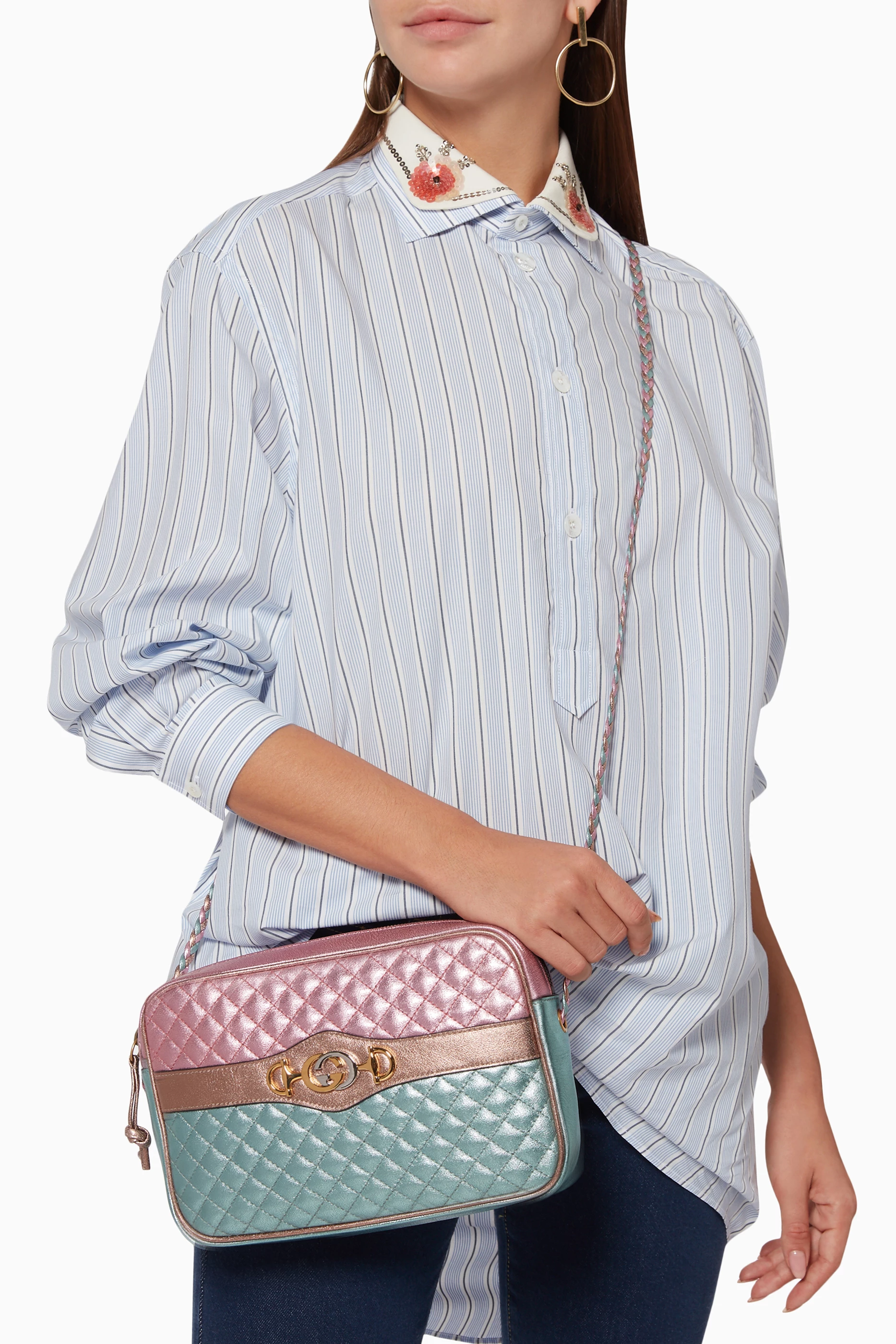 Pink and blue gucci bag discount