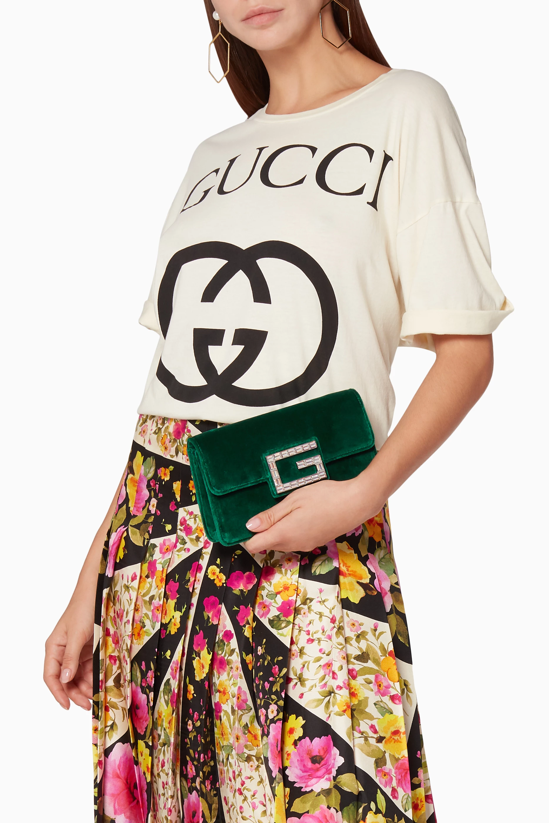 Buy Gucci Green Green Velvet Square G Shoulder Bag For Women Online Ounass UAE