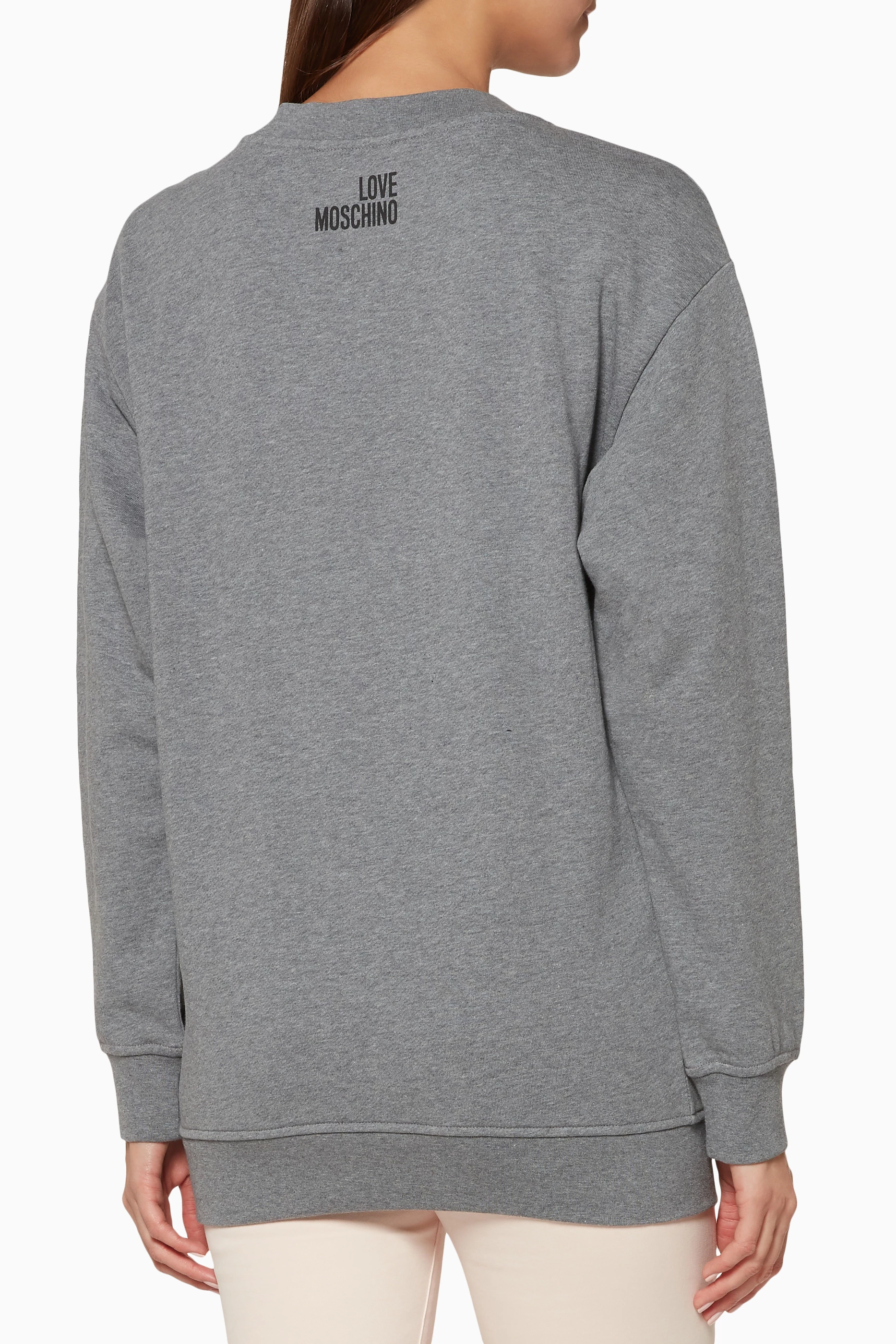 Buy Love Moschino Grey Grey Embroidered Distressed Sweatshirt For Women Online Ounass UAE
