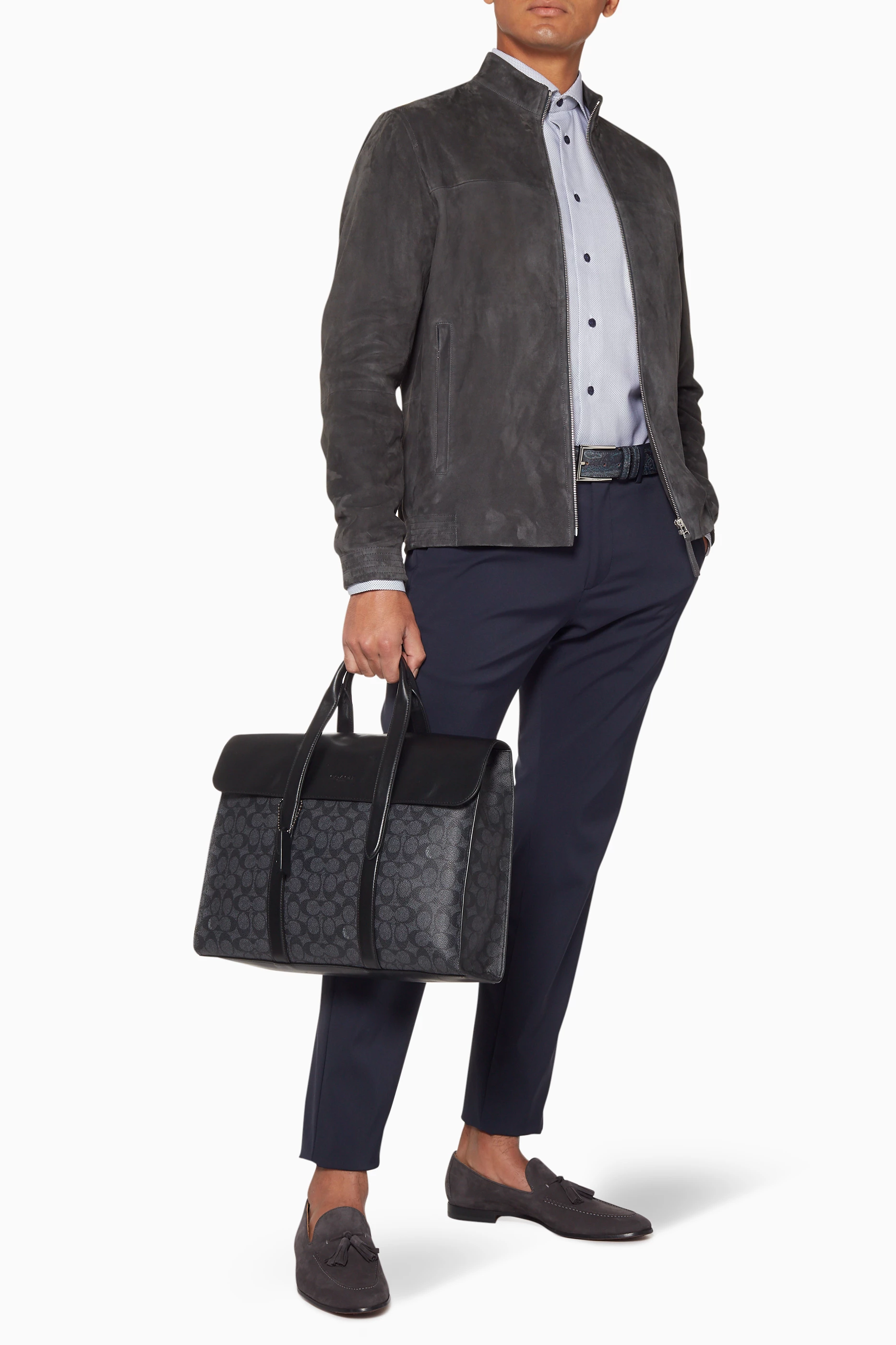 Buy Coach Grey Black Metropolitan Signature Canvas Portfolio Bag For Men Online Ounass UAE