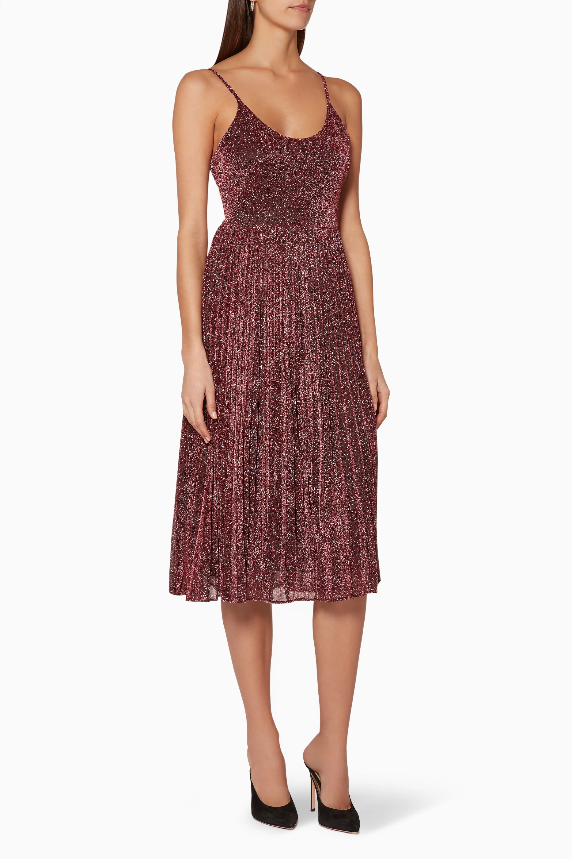 Buy WHISTLES Pink Dark Pink Pleated Regina Dress For Women Online Ounass UAE