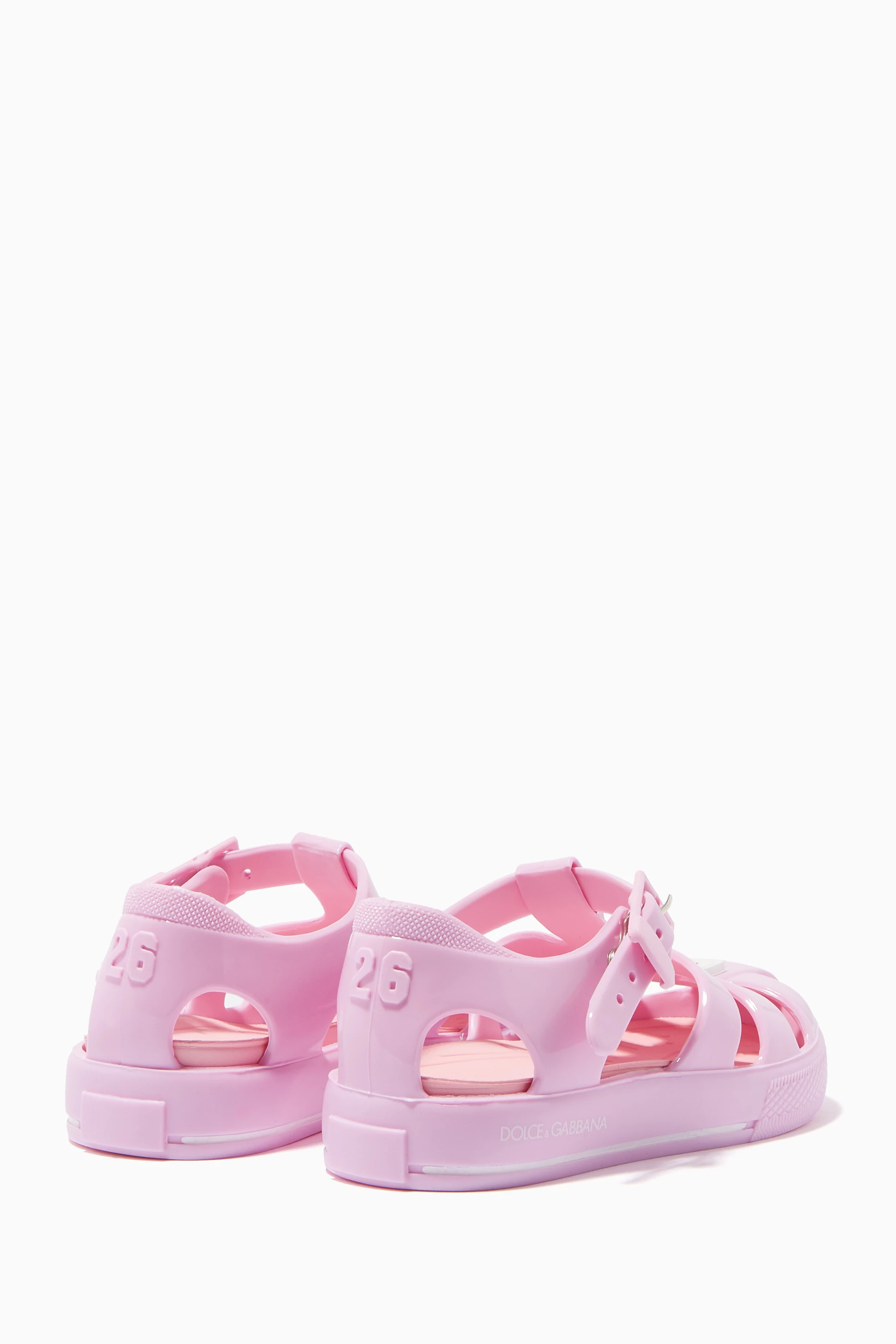 Buy Dolce Gabbana Pink Pink Logo Jelly Sandals For Girls Online Ounass UAE
